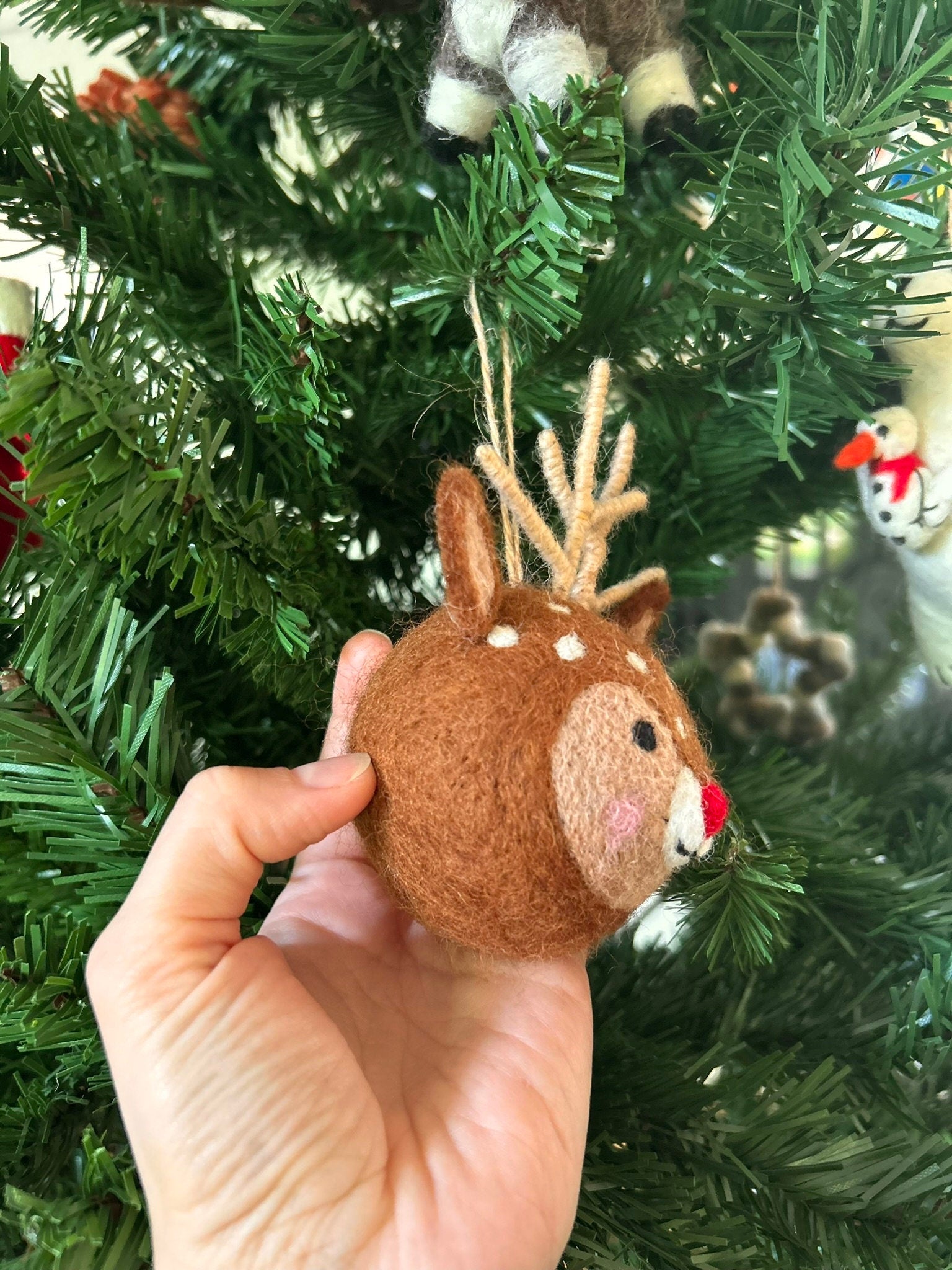 Weihnachtskugel Rudolf handgemacht I Weihnachtsdeko I Christmas I Kugeln handgemacht I Weihnachtsschmuck I Christbaumkugel Filz I