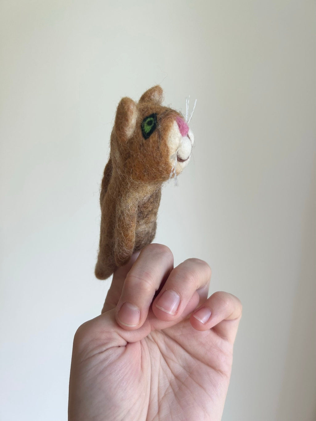 Niedliche Fingerpuppe Katze rot aus Filz I Fingerspiel I Bauernhoftier I Haustiere I Spielzeug Montessori I Geschichten erzählen I Katzen