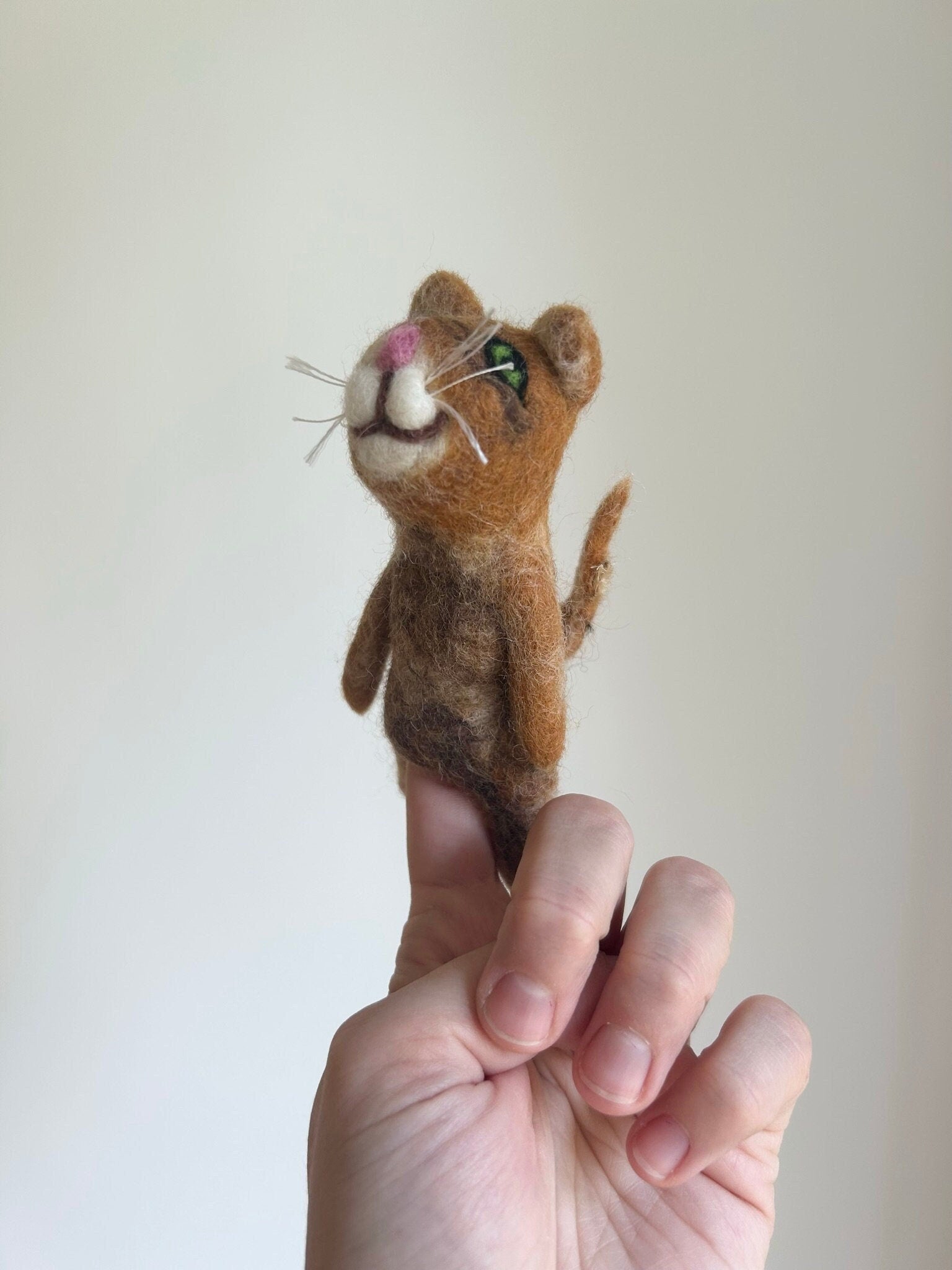 Niedliche Fingerpuppe Katze rot aus Filz I Fingerspiel I Bauernhoftier I Haustiere I Spielzeug Montessori I Geschichten erzählen I Katzen