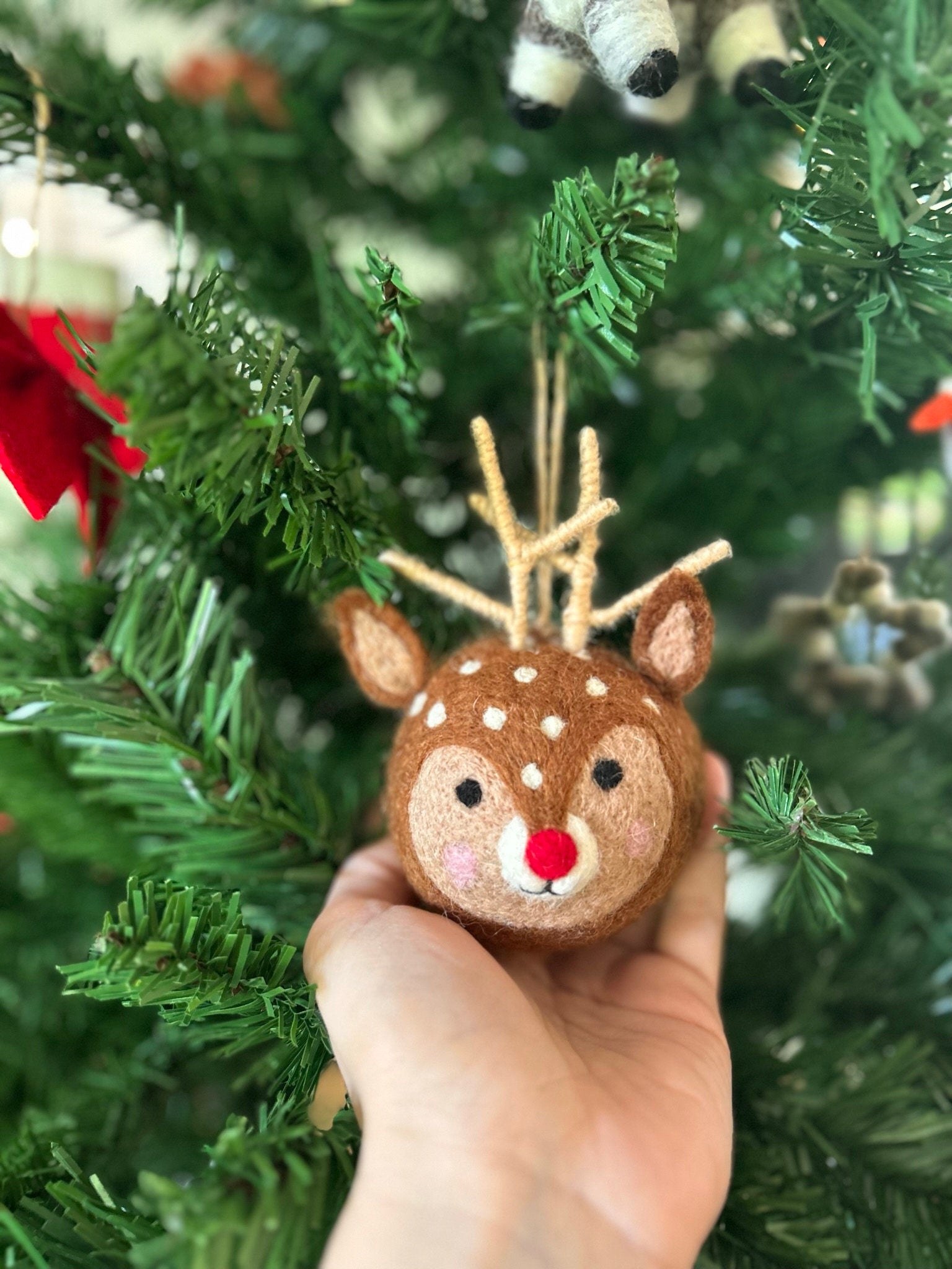 Weihnachtskugel Rudolf handgemacht I Weihnachtsdeko I Christmas I Kugeln handgemacht I Weihnachtsschmuck I Christbaumkugel Filz I