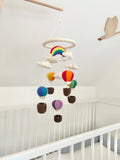 Heißluftballon Mobilé Baby I Kinderzimmer Dekoration I Babyzimmer Ausstattung I Geburt I Filzdeko Baby I Regenbogen Wolke I Mobilé Filz