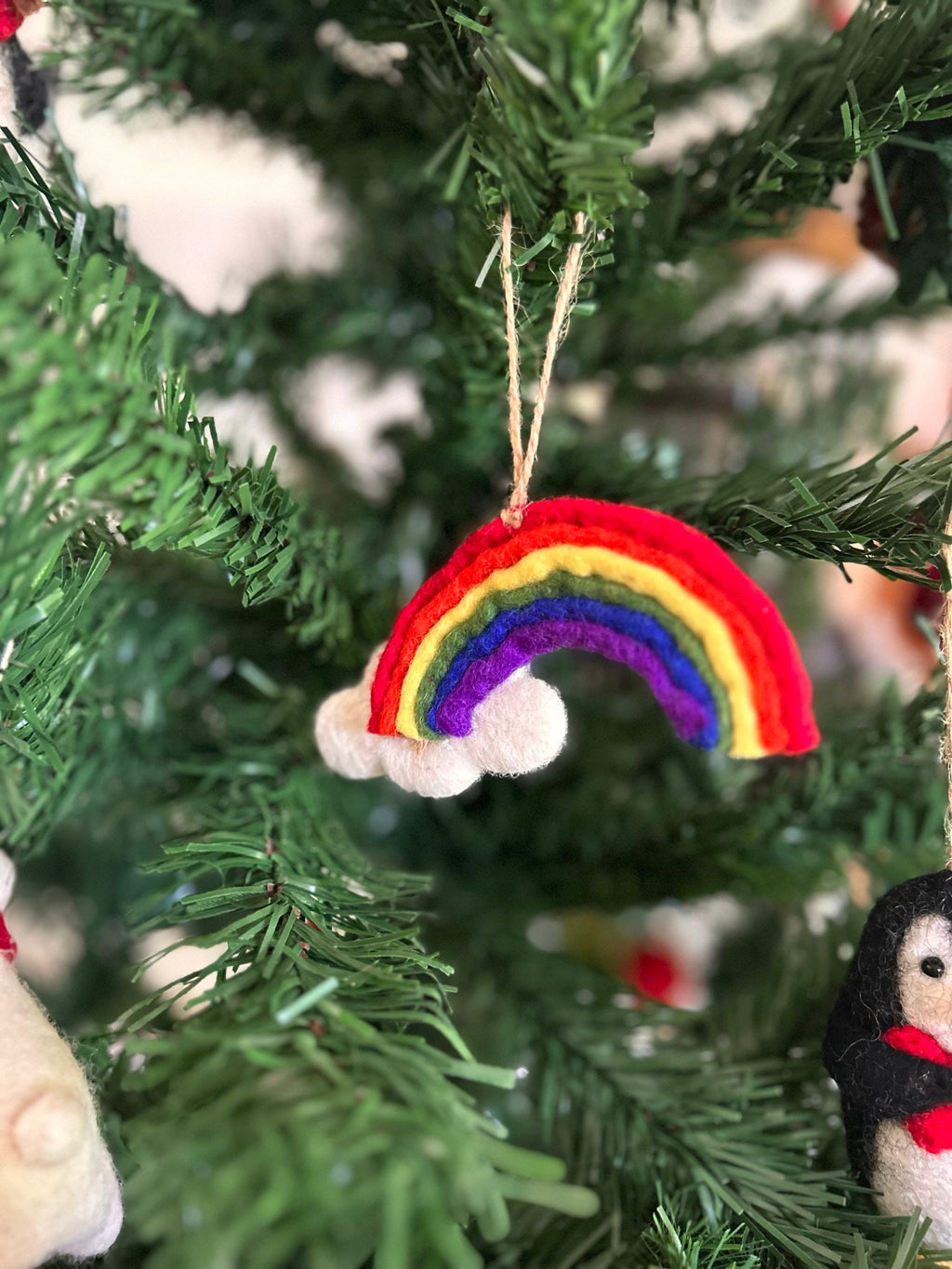 Weihnachtsanhänger Regenbogen mit lachender Wolke I Christbaumschmuck I Weihnachtsdeko I Weihnachtsbaum I Regenbogen Deko I Filz Anhänger