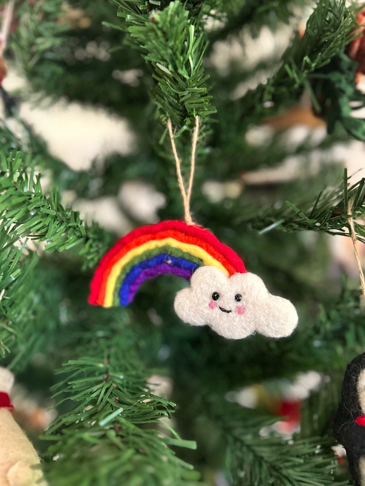 Weihnachtsanhänger Regenbogen mit lachender Wolke I Christbaumschmuck I Weihnachtsdeko I Weihnachtsbaum I Regenbogen Deko I Filz Anhänger