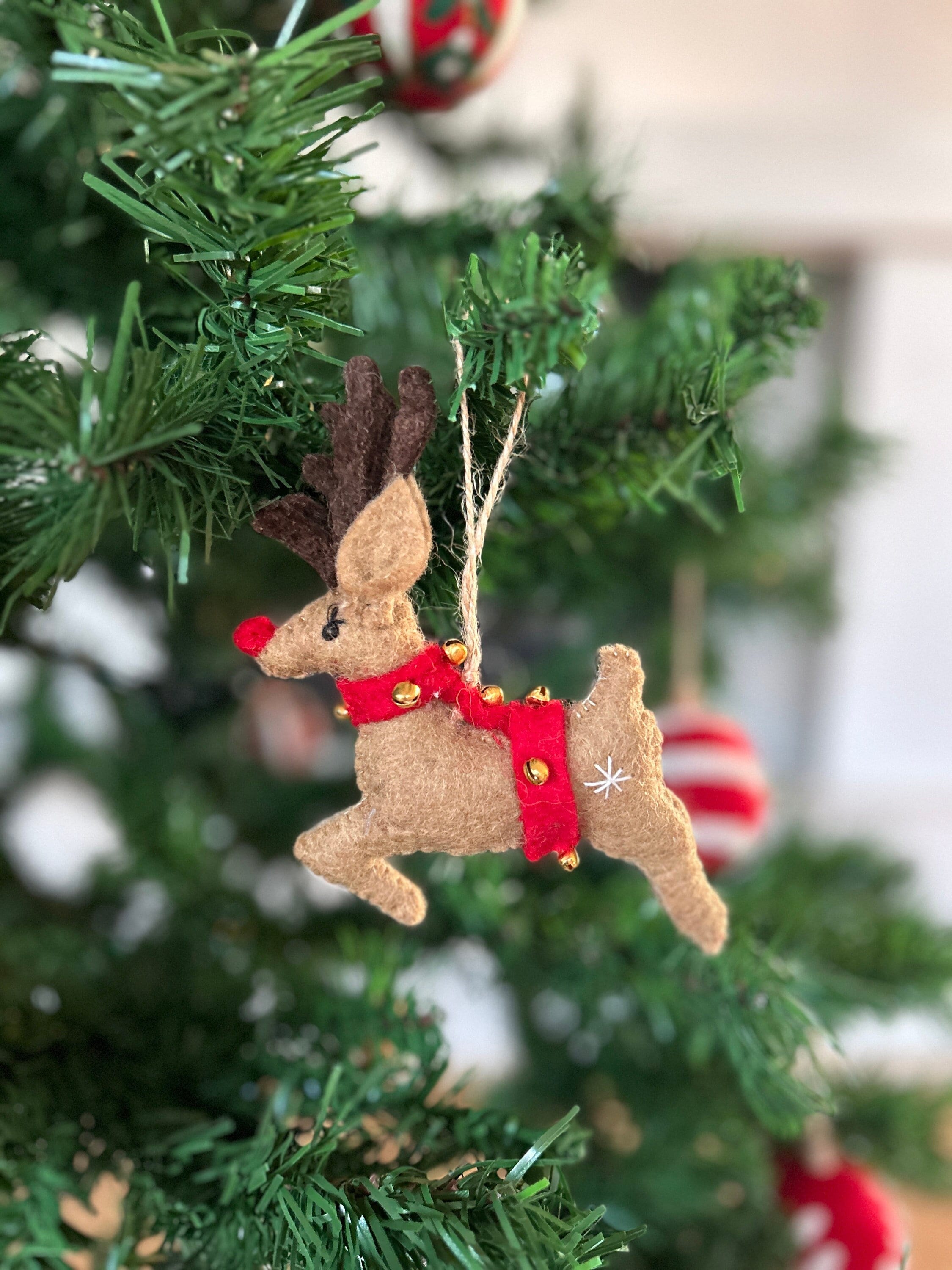 Weihnachtsanhänger Rudolf das Rentier I Filz Christbaumschmuck I Weihnachtsdeko I rote Nase I Rentier Deko