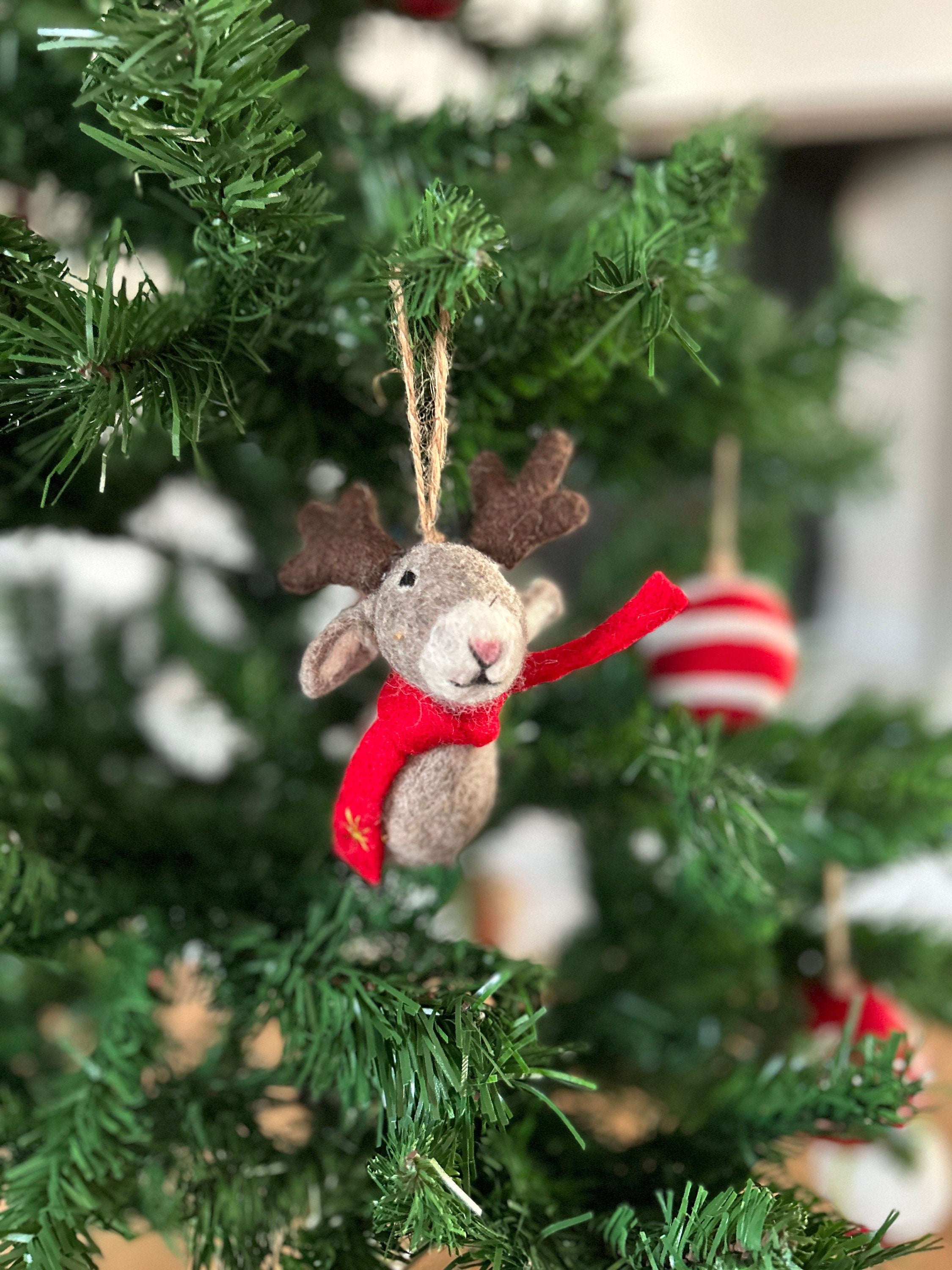 Weihnachtsanhänger Elch mit Schal I Christbaumschmuck I Weihnachtsdeko I Winter I Weihnachtsbaum I Elch aus Filz