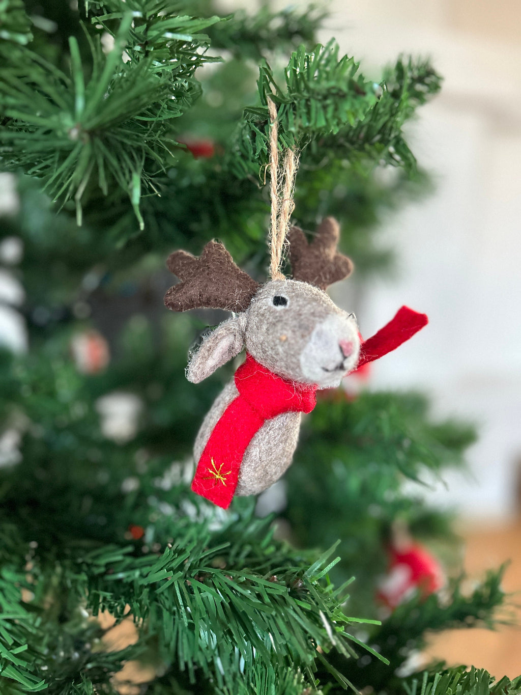 Weihnachtsanhänger Elch mit Schal I Christbaumschmuck I Weihnachtsdeko I Winter I Weihnachtsbaum I Elch aus Filz