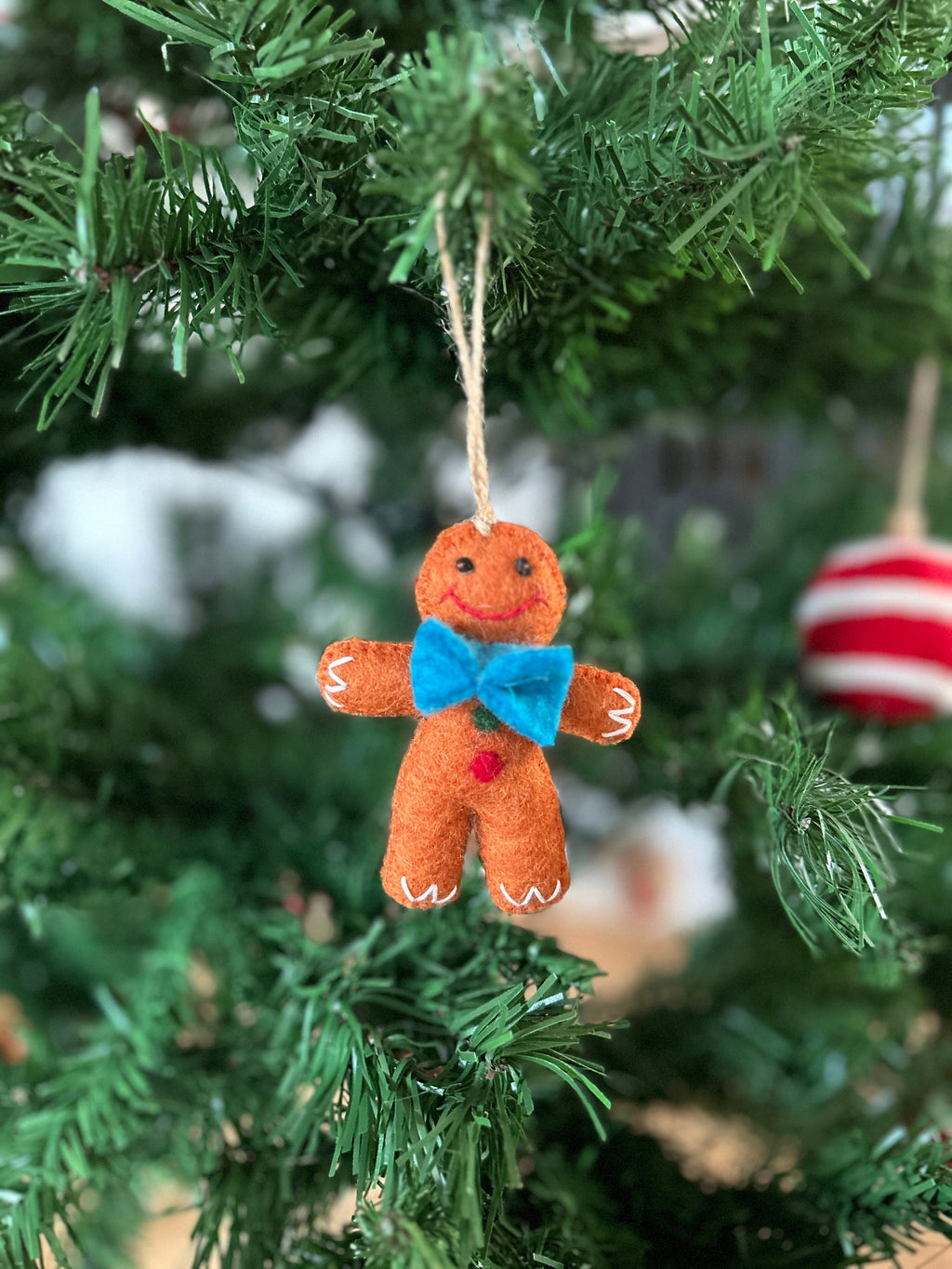 Weihnachtsanhänger Lebkuchenmann mit blauer Schleife I Christbaumschmuck Weihnachtsdeko I Winterdeko I Weihnachtsbaum I Lebkuchen