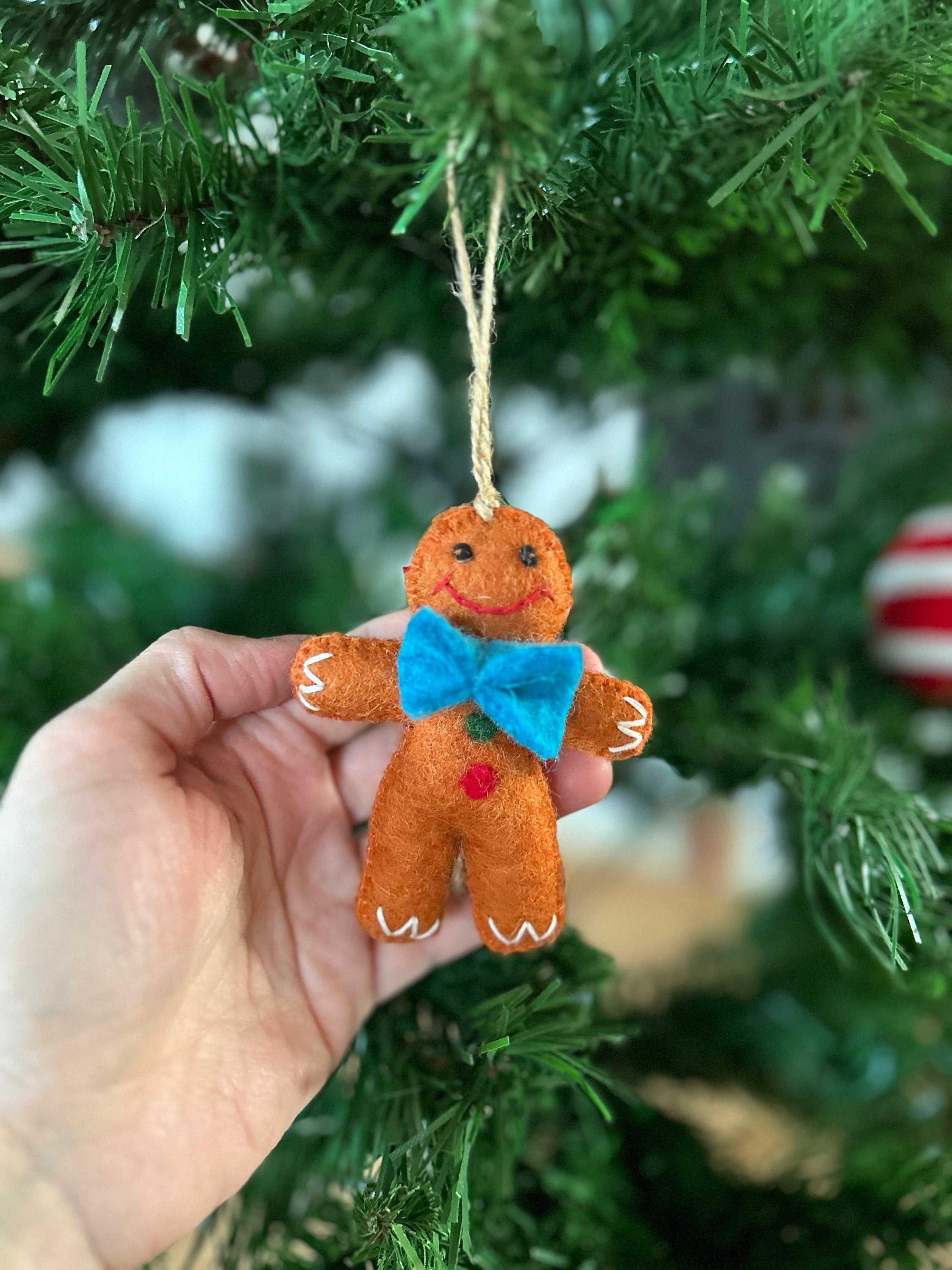 Weihnachtsanhänger Lebkuchenmann mit blauer Schleife I Christbaumschmuck Weihnachtsdeko I Winterdeko I Weihnachtsbaum I Lebkuchen