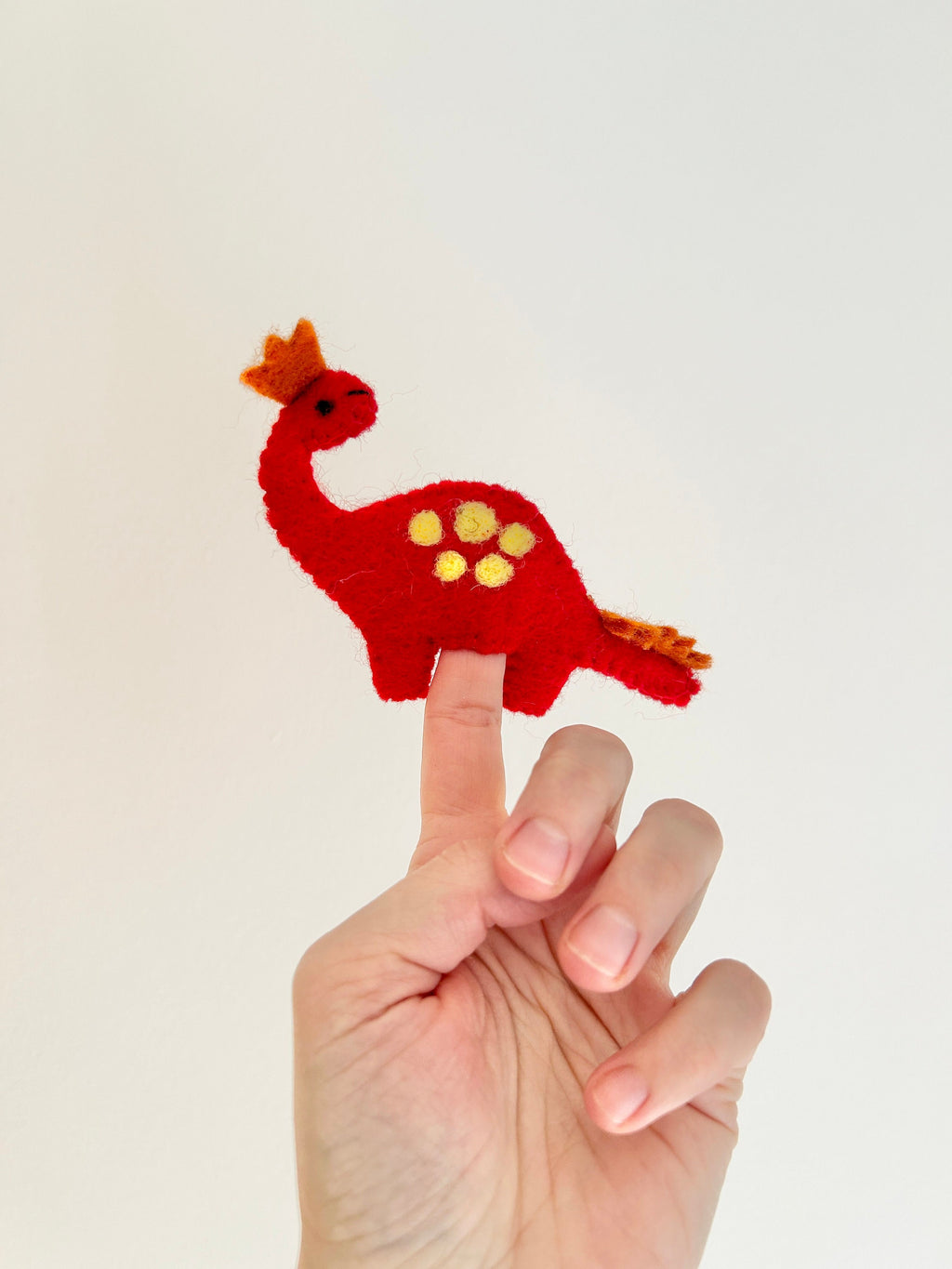 Fingerpuppe roter Dinosaurier aus Filz I Spielzeug Montessori I Geschichten erzählen I bunte Fingerpuppe