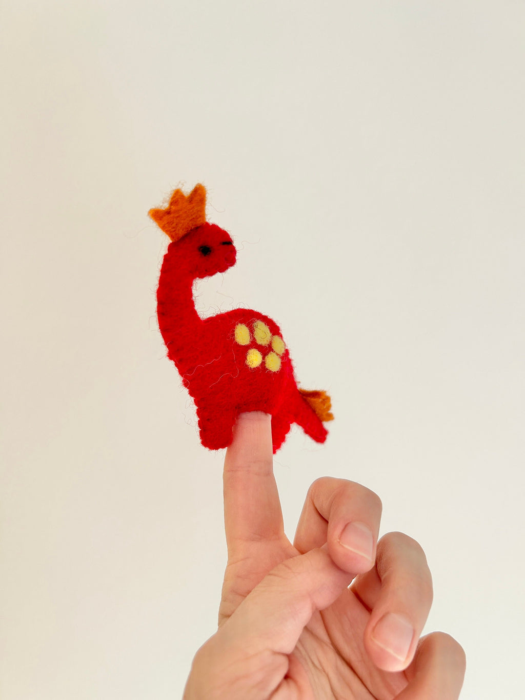 Fingerpuppe roter Dinosaurier aus Filz I Spielzeug Montessori I Geschichten erzählen I bunte Fingerpuppe