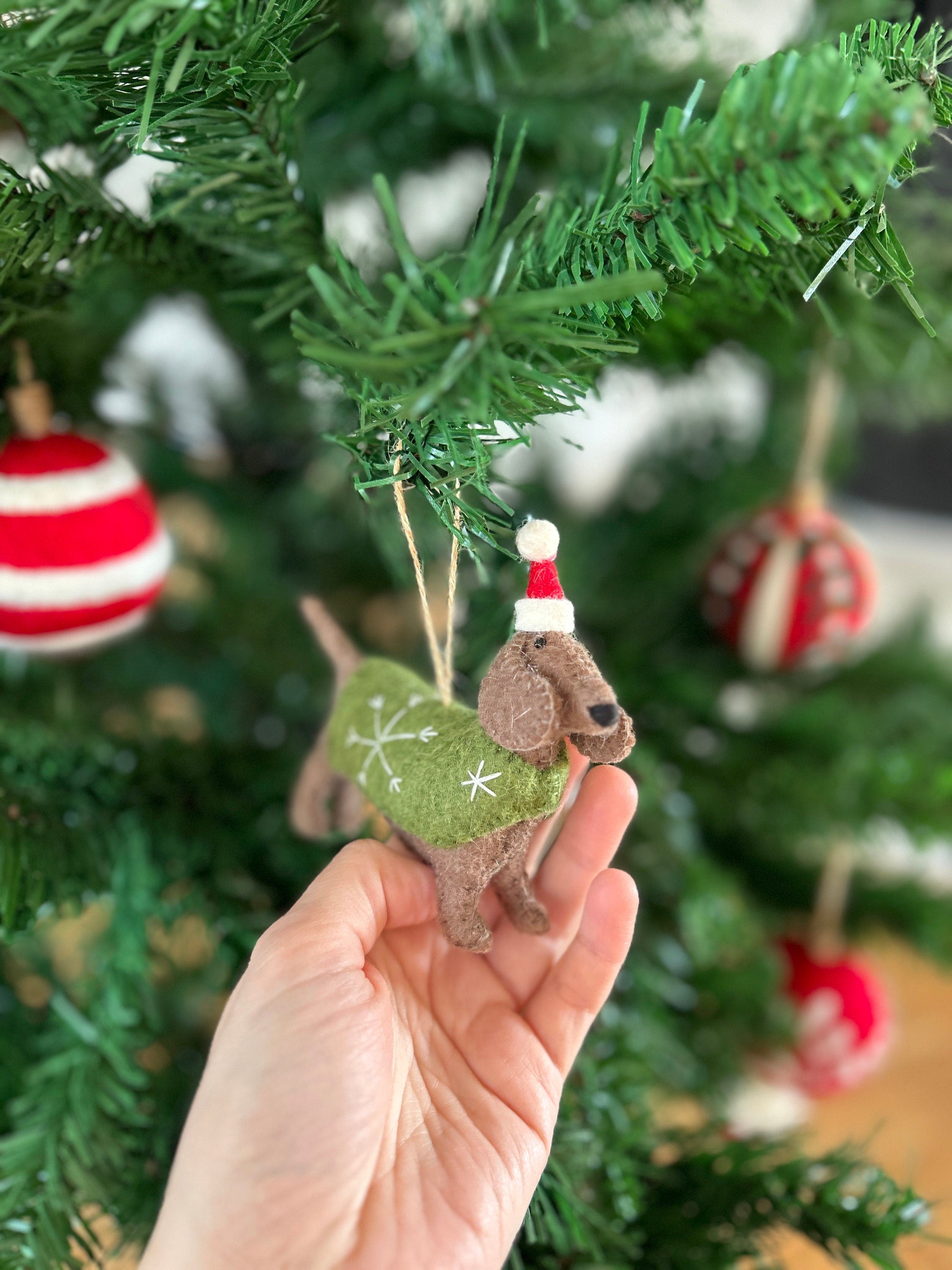 Weihnachtsanhänger Dackel aus Filz I Filz Christbaumschmuck I Weihnachtsdeko I Weihnachtsdackel mit Mütze I Hundeanhänger