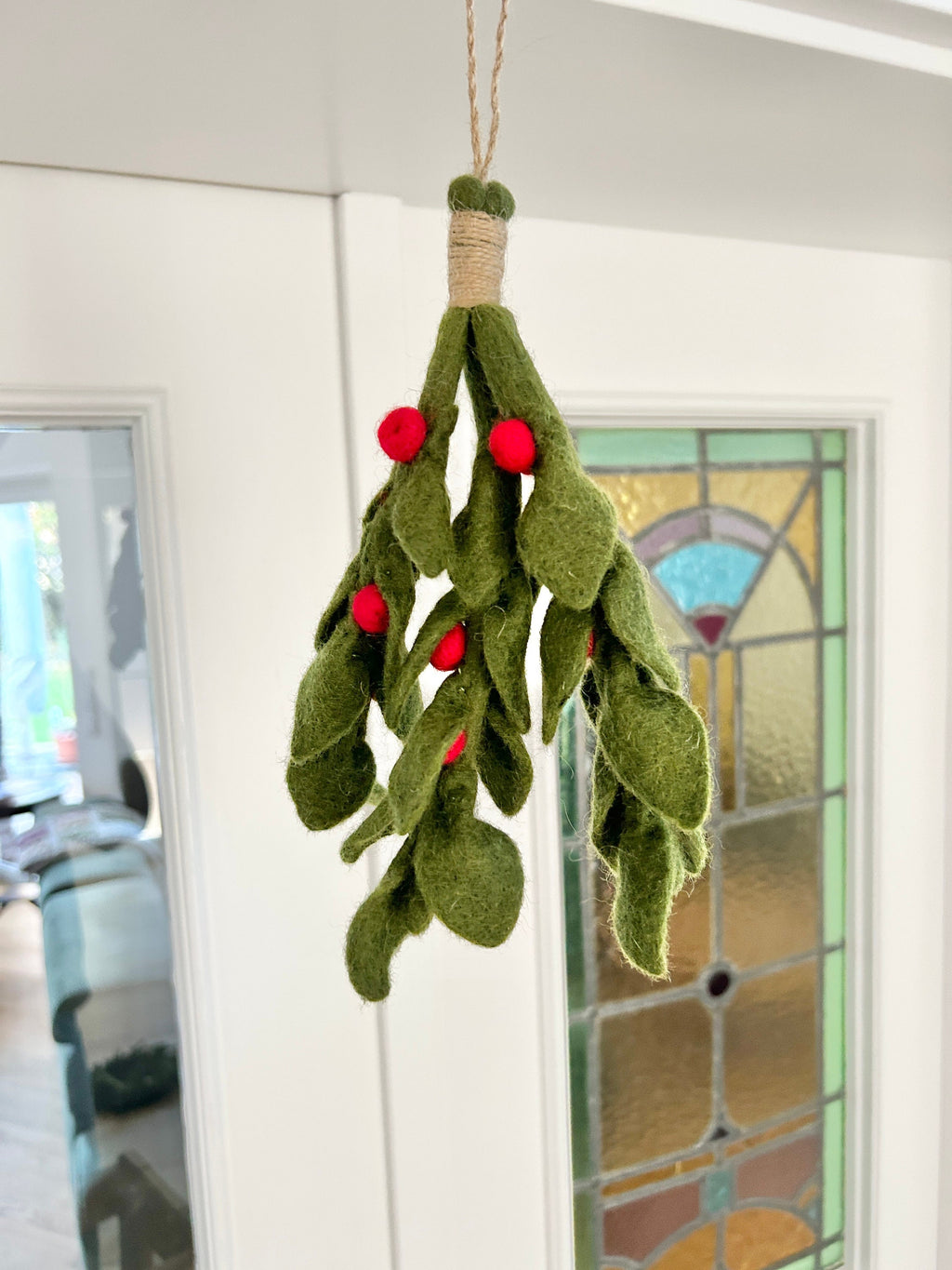 Mistelzweig rote Beeren aus Filz I handgefilzt aus Wolle I Fensterdeko I Weihnachtsdeko I Beerenzweig I Misteln I Weihnachtsanhänger Filz