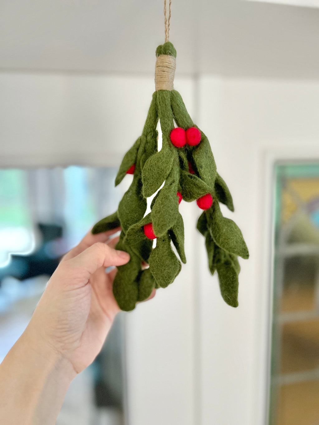 Mistelzweig rote Beeren aus Filz I handgefilzt aus Wolle I Fensterdeko I Weihnachtsdeko I Beerenzweig I Misteln I Weihnachtsanhänger Filz