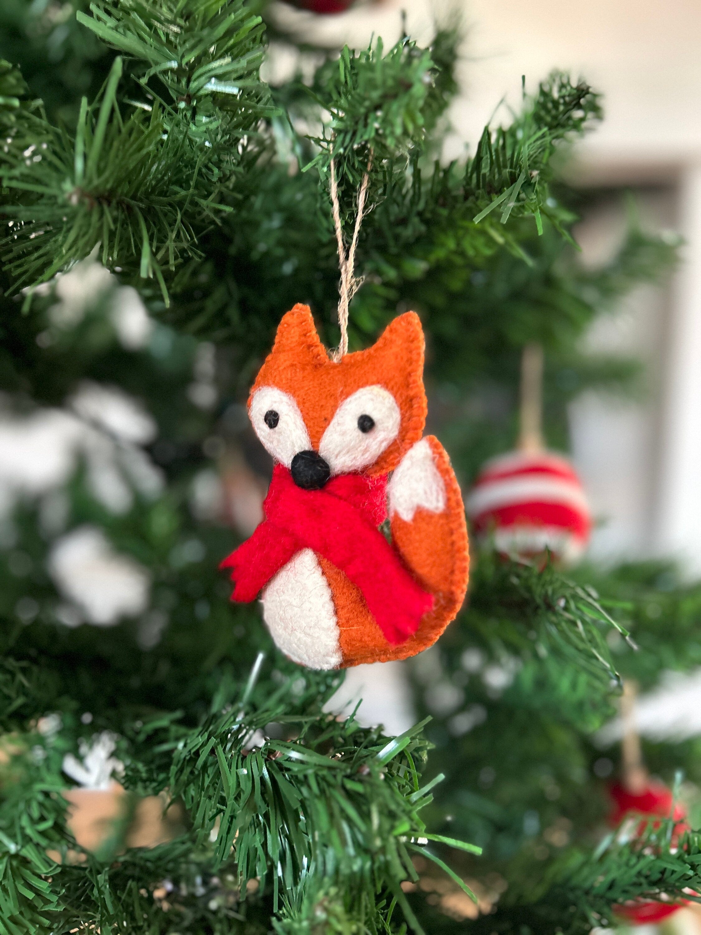 Weihnachtsanhänger Fuchs mit Schal I Christbaumschmuck I Weihnachtsdeko I Winter I Weihnachtsbaum I Fuchs aus Filz