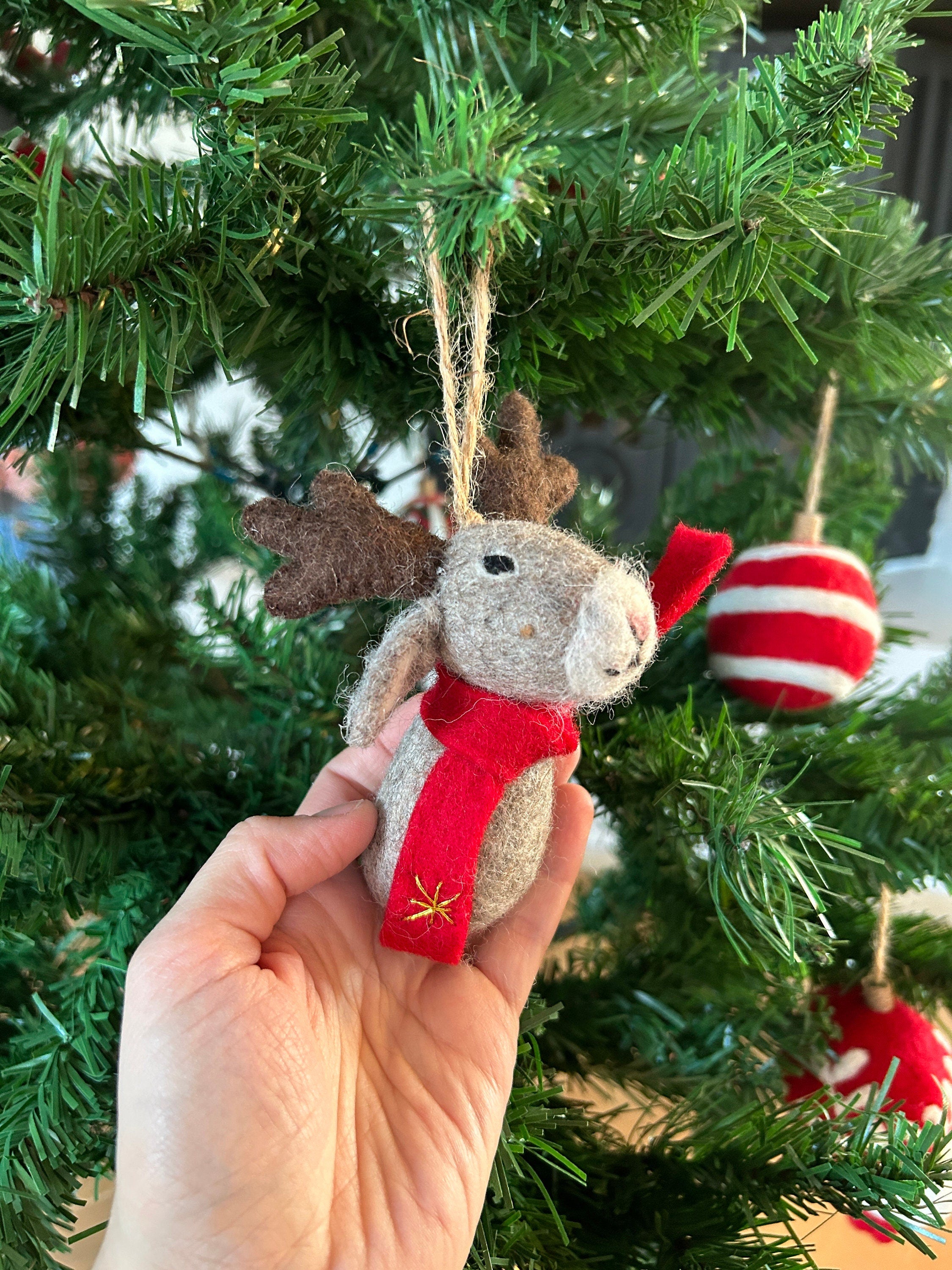 Weihnachtsanhänger Elch mit Schal I Christbaumschmuck I Weihnachtsdeko I Winter I Weihnachtsbaum I Elch aus Filz