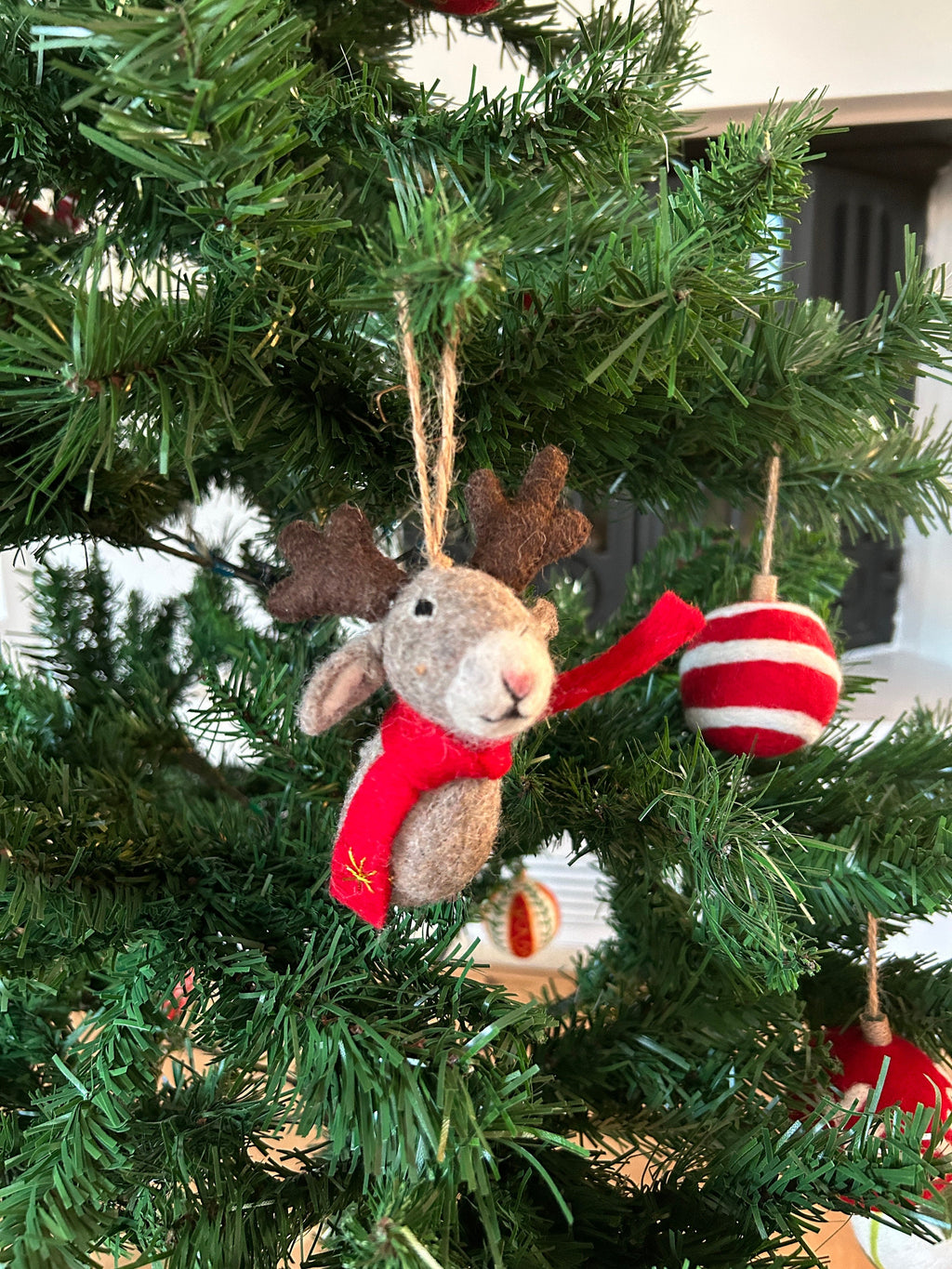 Weihnachtsanhänger Elch mit Schal I Christbaumschmuck I Weihnachtsdeko I Winter I Weihnachtsbaum I Elch aus Filz