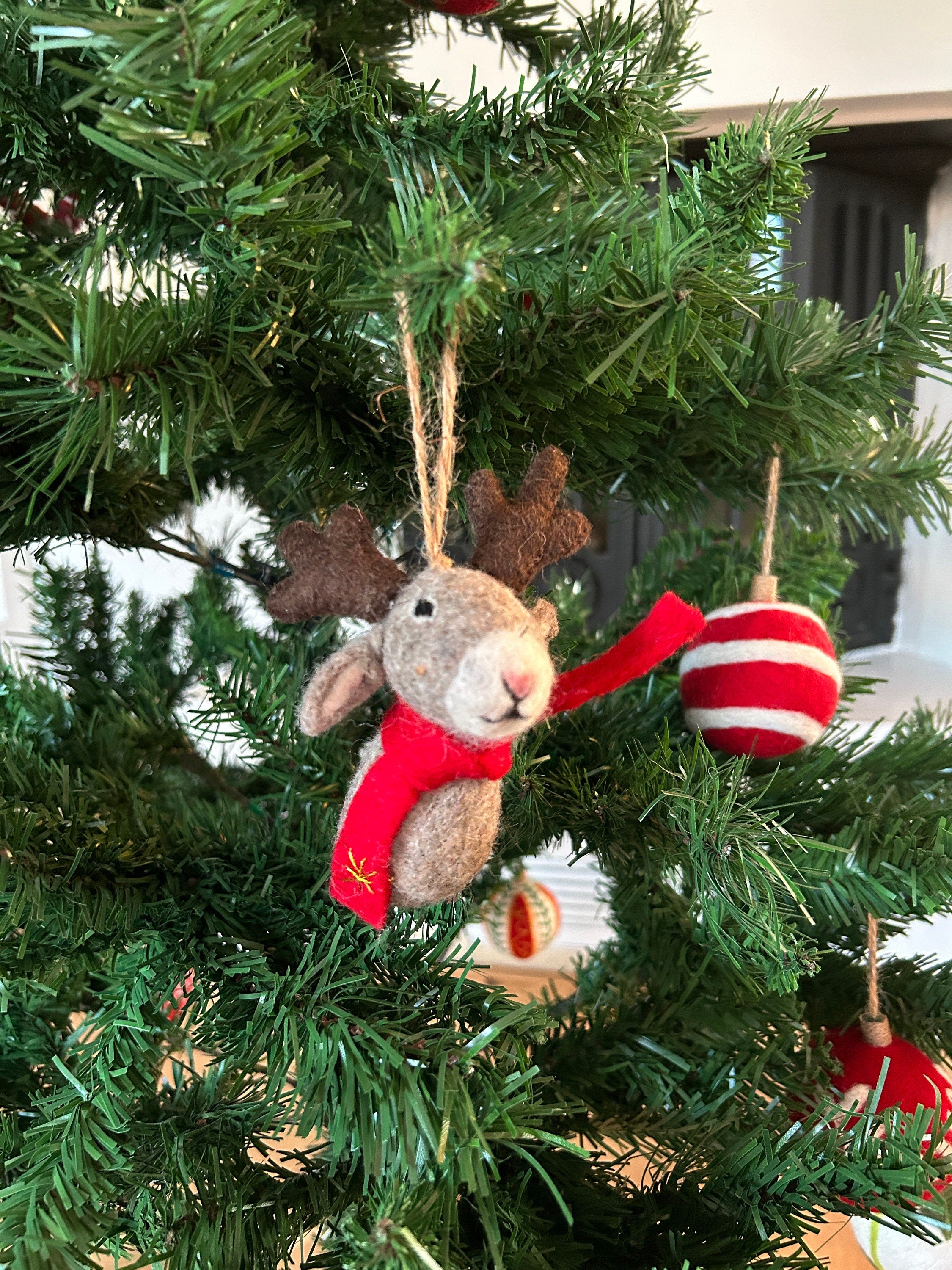 Weihnachtsanhänger Elch mit Schal I Christbaumschmuck I Weihnachtsdeko I Winter I Weihnachtsbaum I Elch aus Filz