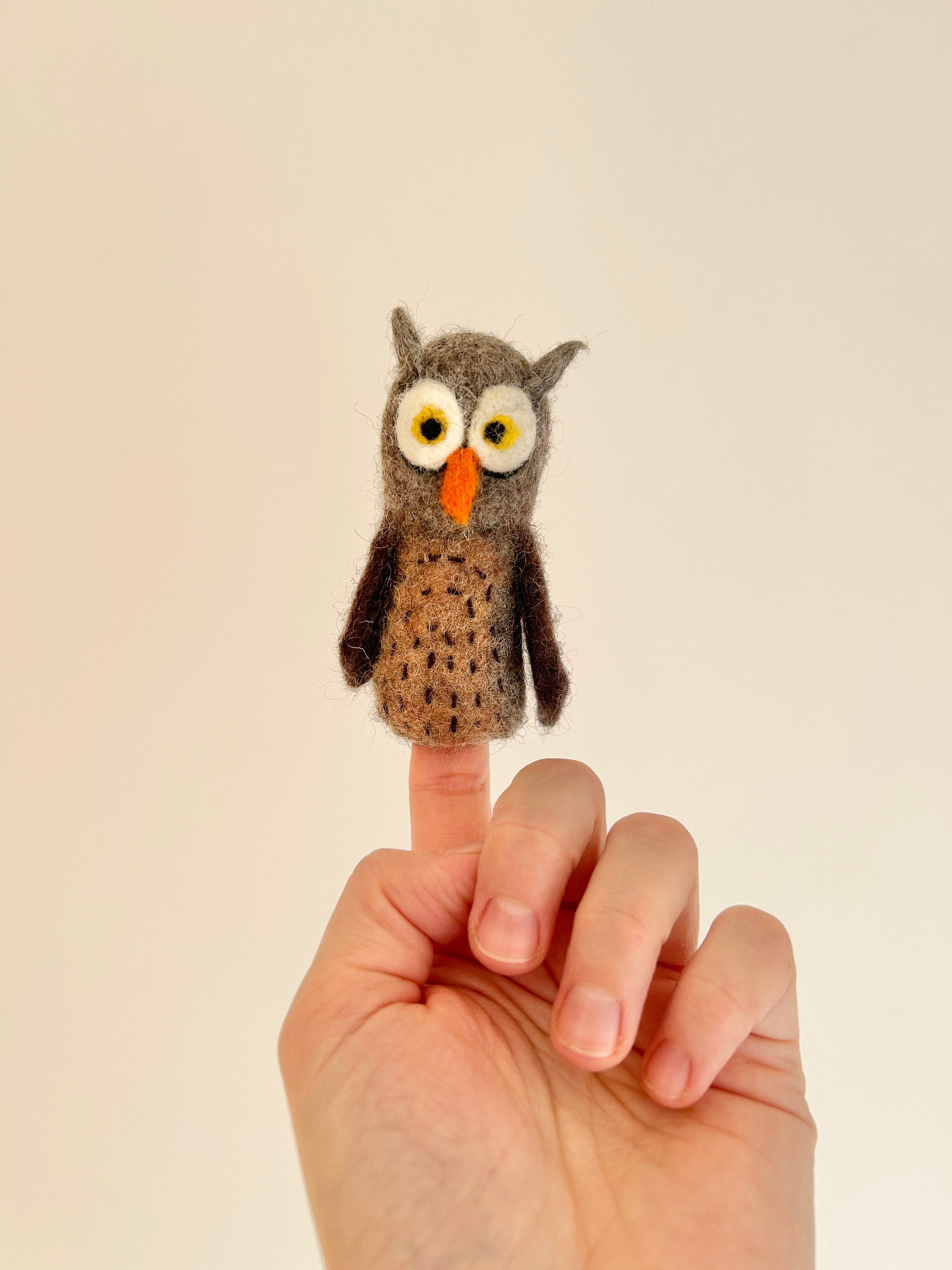 Niedliche Fingerpuppe Eule aus Filz I Fingerspiel I Waldtiere I Uhu I Spielzeug Montessori I Geschichten erzählen