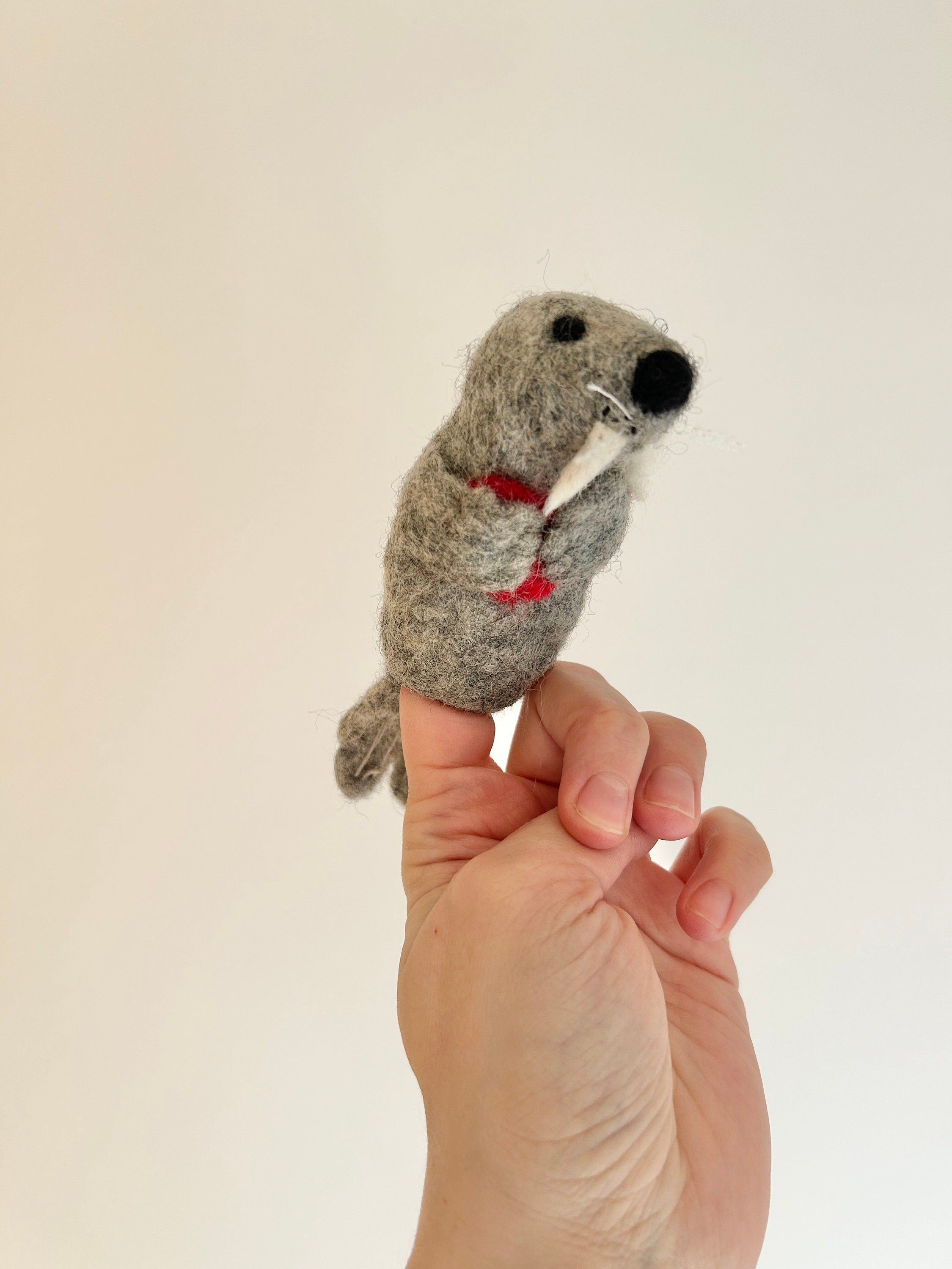 Niedliche Fingerpuppe Robbe aus Filz I Fingerspiel I Meerestiere I Seehund I Fische I Spielzeug Montessori I Geschichten erzählen I Seelöwe
