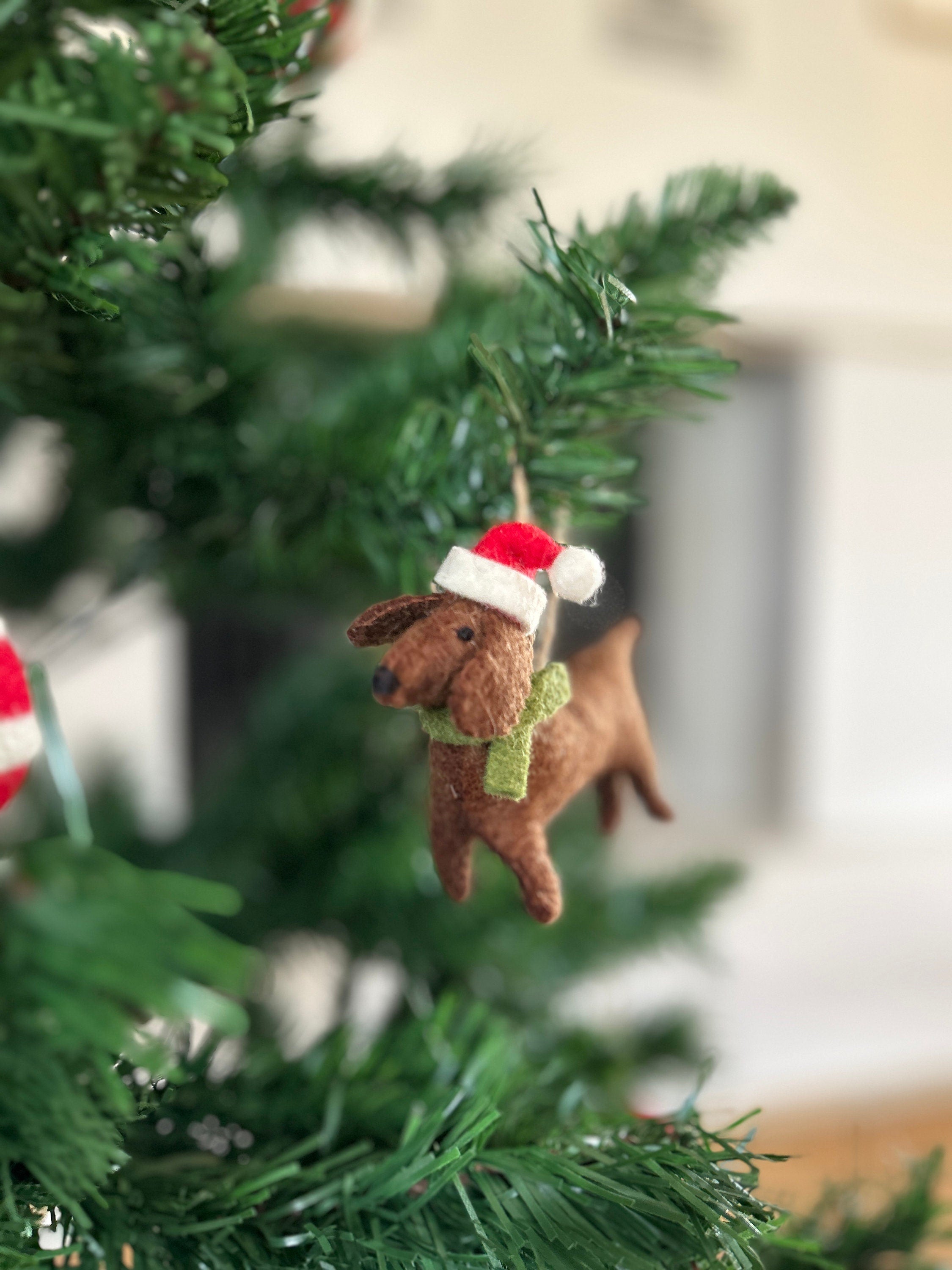Weihnachtsanhänger Dackel aus Filz I Filz Christbaumschmuck I Weihnachtsdeko I Weihnachtsdackel mit Mütze I Hundeanhänger