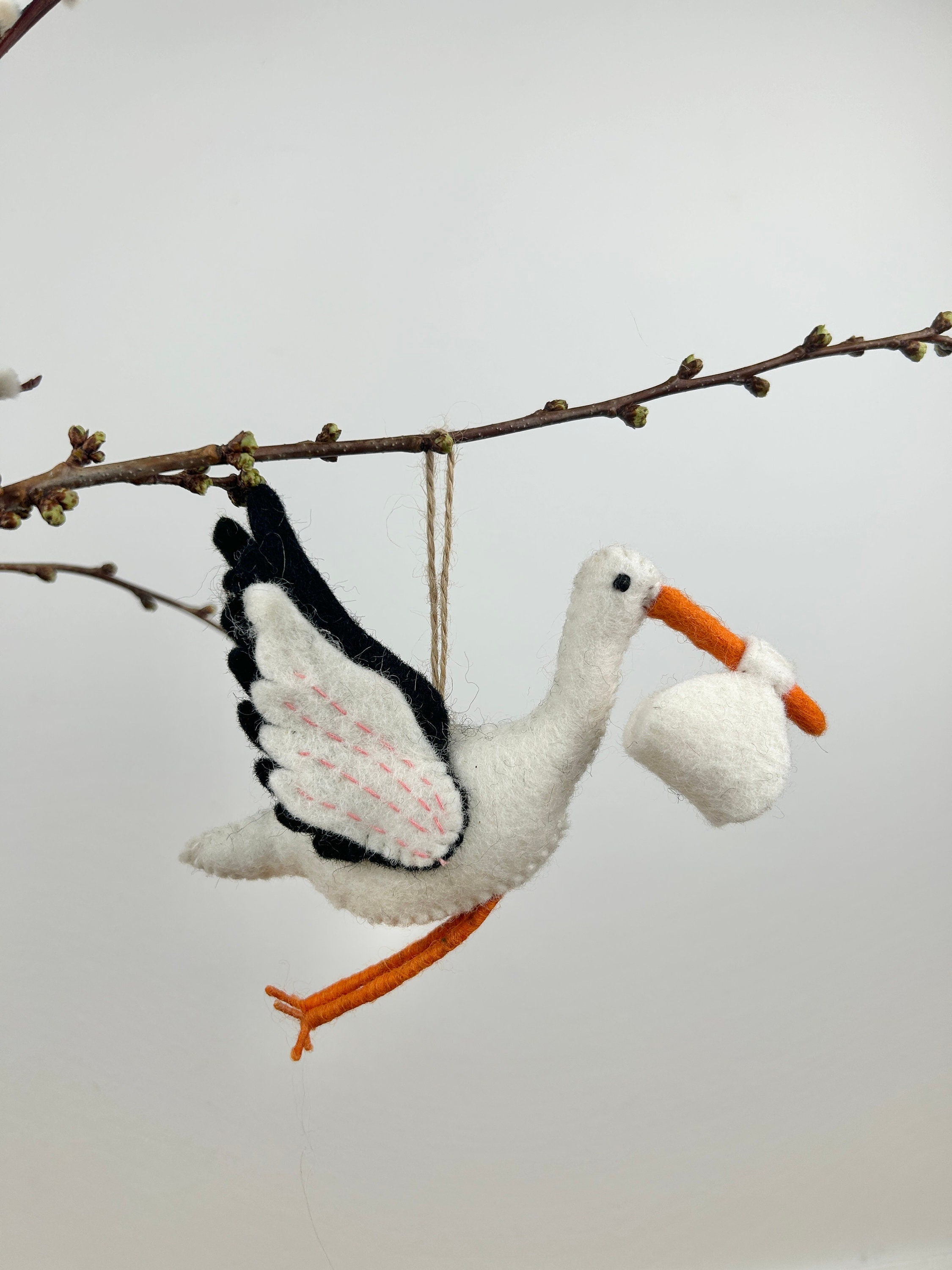 Anhänger Storch I Filz Christbaumschmuck I Weihnachtsdeko I Babyparty I Klapperstorch I Frühlingsdeko