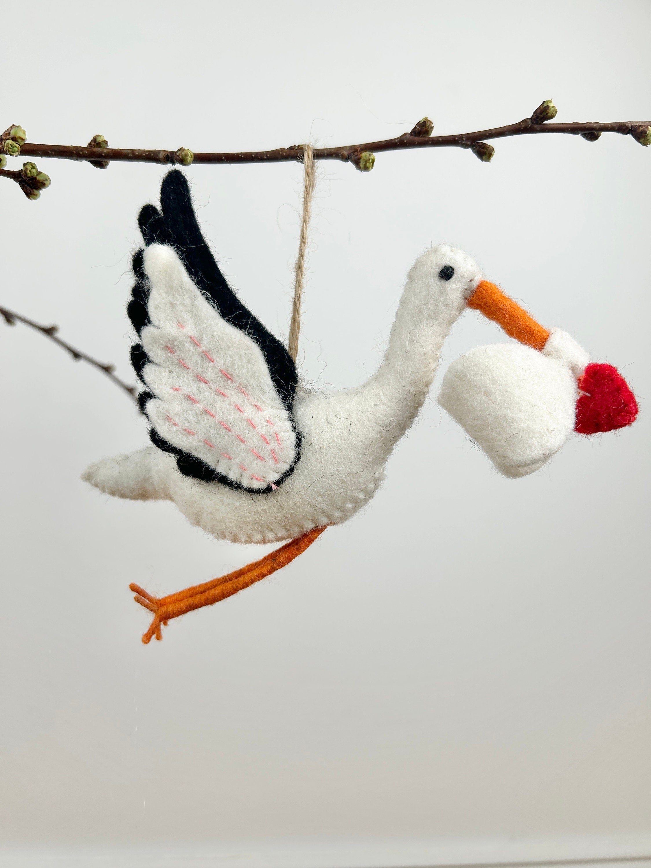 Anhänger Storch I Filz Christbaumschmuck I Weihnachtsdeko I Babyparty I Klapperstorch I Frühlingsdeko