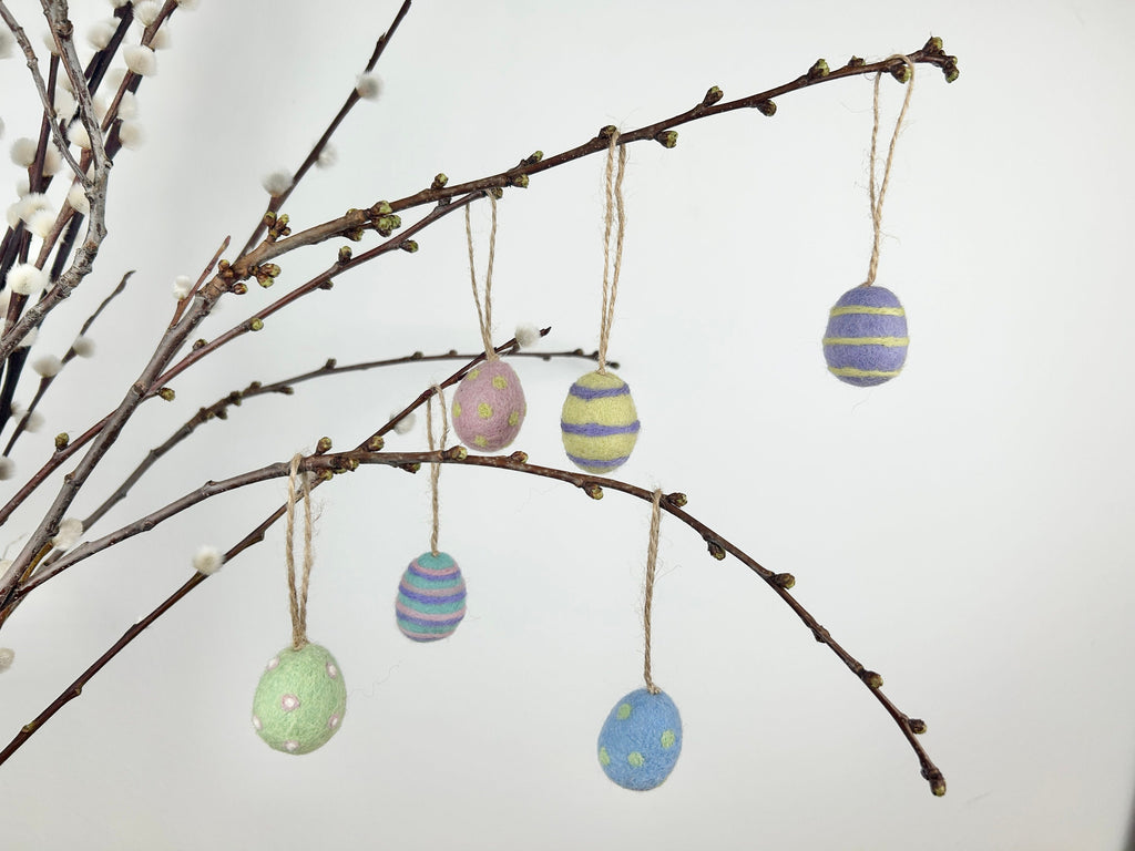 6er Set Ostereier aus Filz I Osterschmuck I Osterdeko I Osterhase I Osterstrauß I Filzeier I Pastellfarbene Ostereier I Ostern I