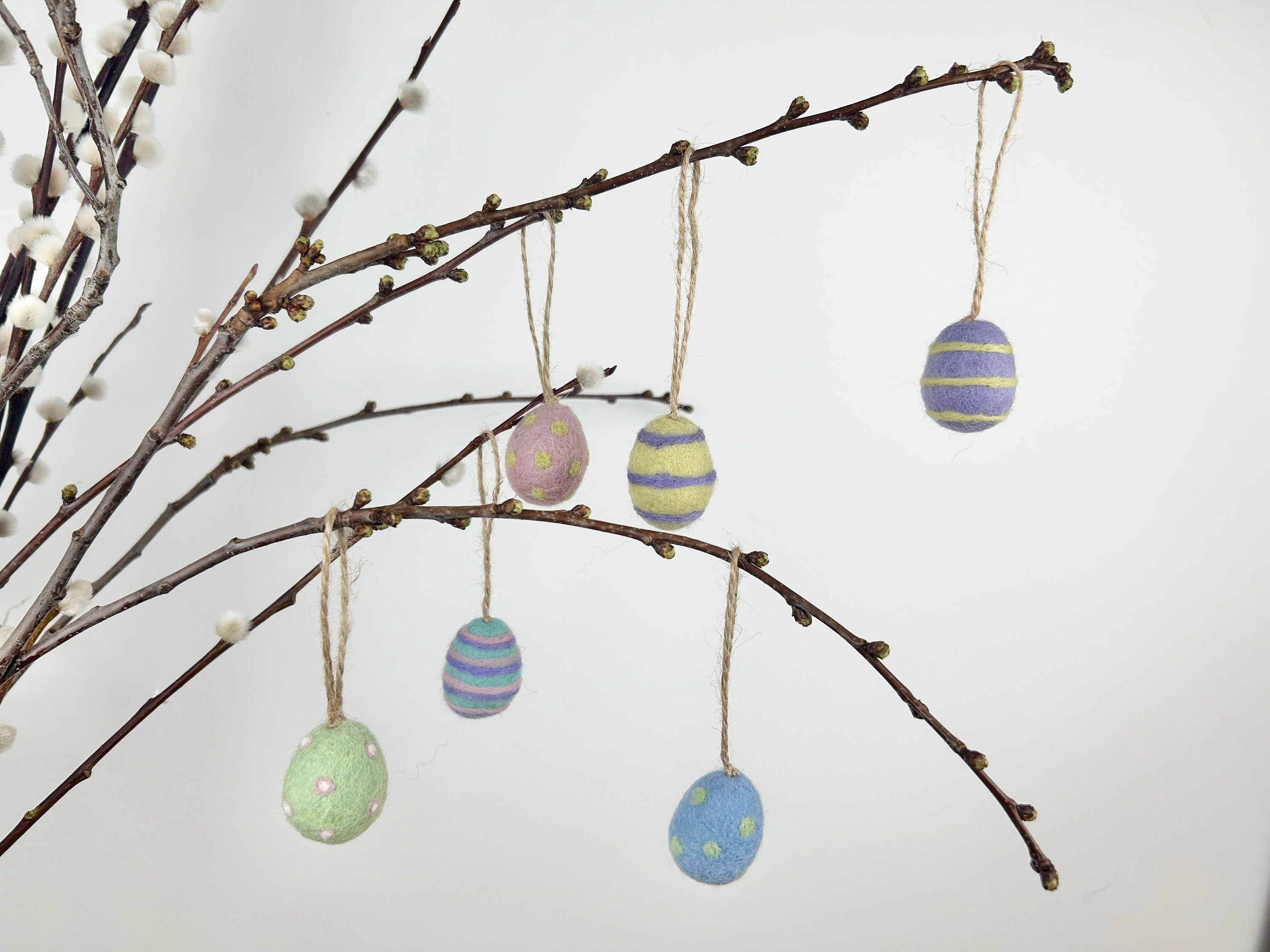 6er Set Ostereier aus Filz I Osterschmuck I Osterdeko I Osterhase I Osterstrauß I Filzeier I Pastellfarbene Ostereier I Ostern I
