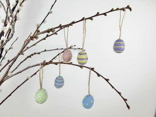 6er Set Ostereier aus Filz I Osterschmuck I Osterdeko I Osterhase I Osterstrauß I Filzeier I Pastellfarbene Ostereier I Ostern I