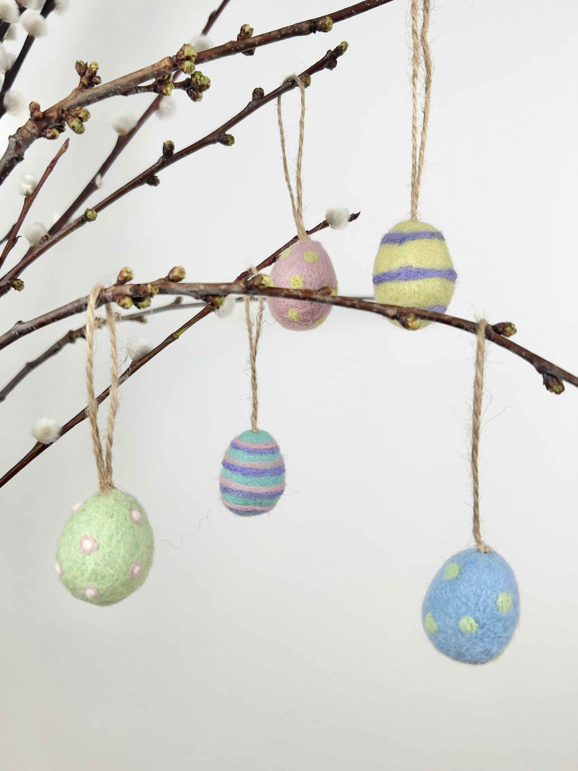 6er Set Ostereier aus Filz I Osterschmuck I Osterdeko I Osterhase I Osterstrauß I Filzeier I Pastellfarbene Ostereier I Ostern I