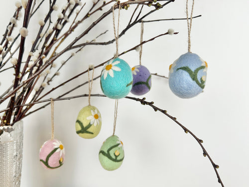 6er Set Ostereier bestickt aus Filz I Osterschmuck I Osterdeko I Osterhase I Osterstrauß I Filzeier I Pastellfarbene Ostereier I Ostern I