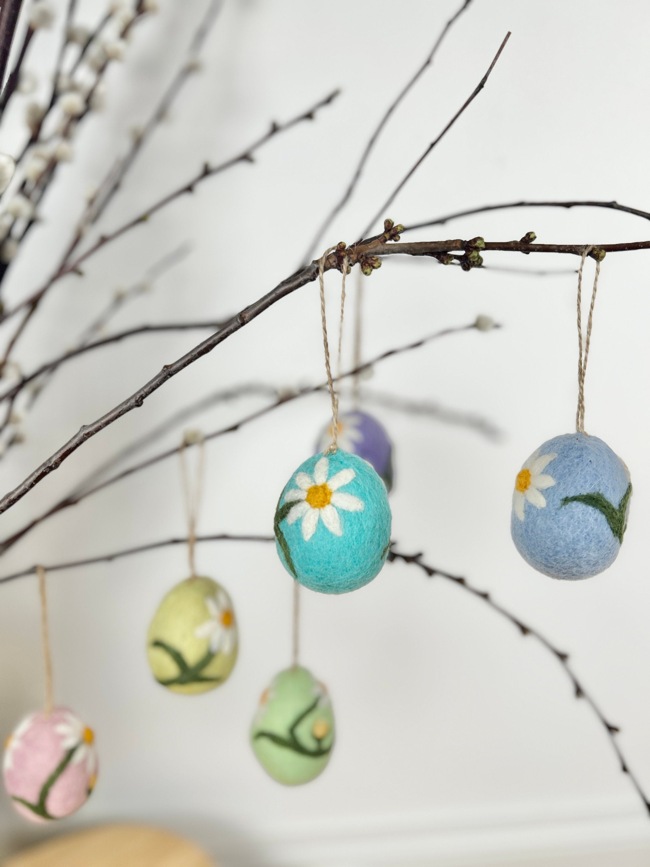6er Set Ostereier bestickt aus Filz I Osterschmuck I Osterdeko I Osterhase I Osterstrauß I Filzeier I Pastellfarbene Ostereier I Ostern I