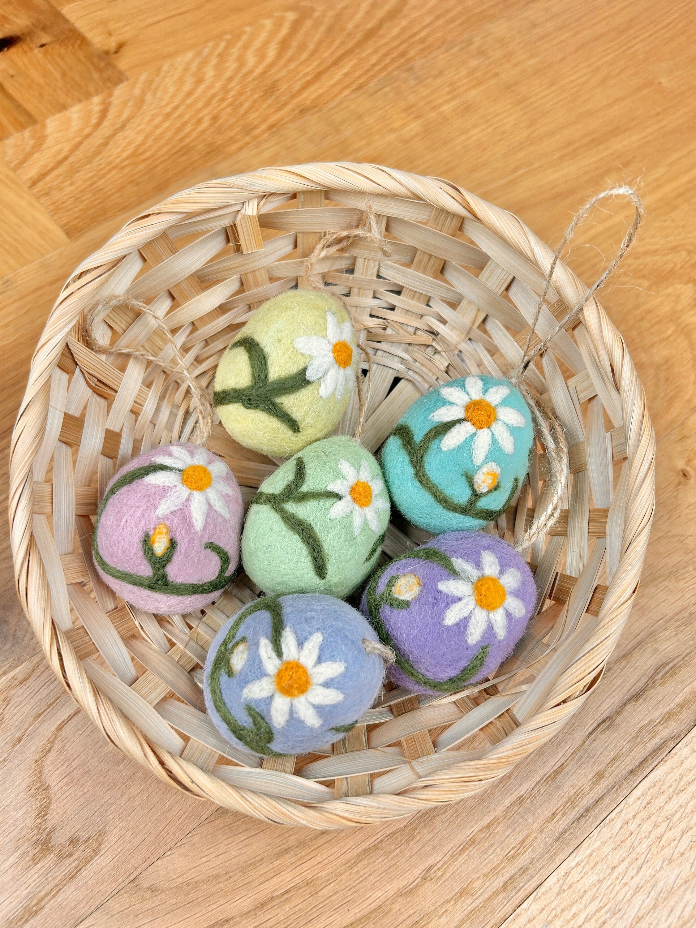 6er Set Ostereier bestickt aus Filz I Osterschmuck I Osterdeko I Osterhase I Osterstrauß I Filzeier I Pastellfarbene Ostereier I Ostern I