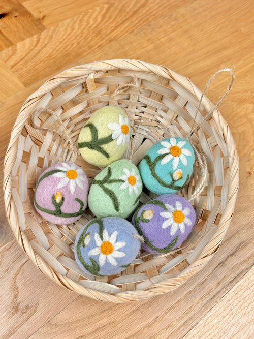 6er Set Ostereier bestickt aus Filz I Osterschmuck I Osterdeko I Osterhase I Osterstrauß I Filzeier I Pastellfarbene Ostereier I Ostern I