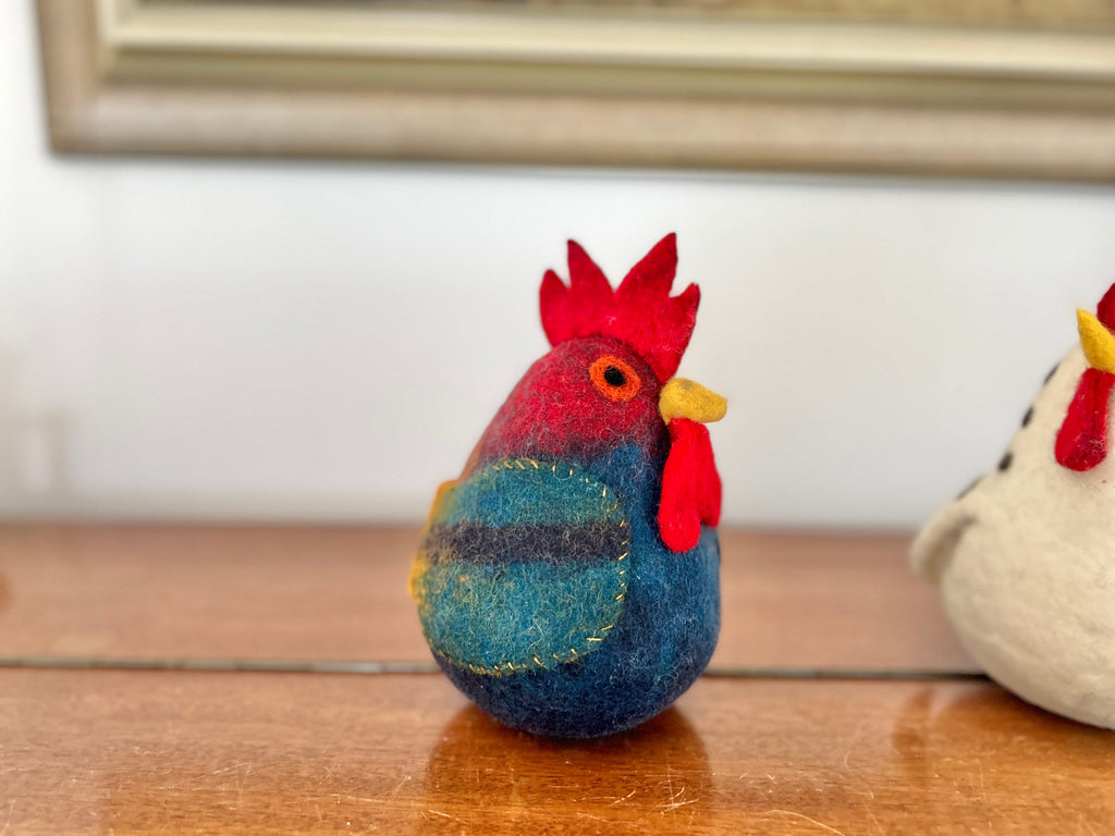 Gefilzter Hahn I handgemachte Wohndeko I Filzdekoration Huhn I Bauernhoftier I Frühlingsdeko I Osterdeko