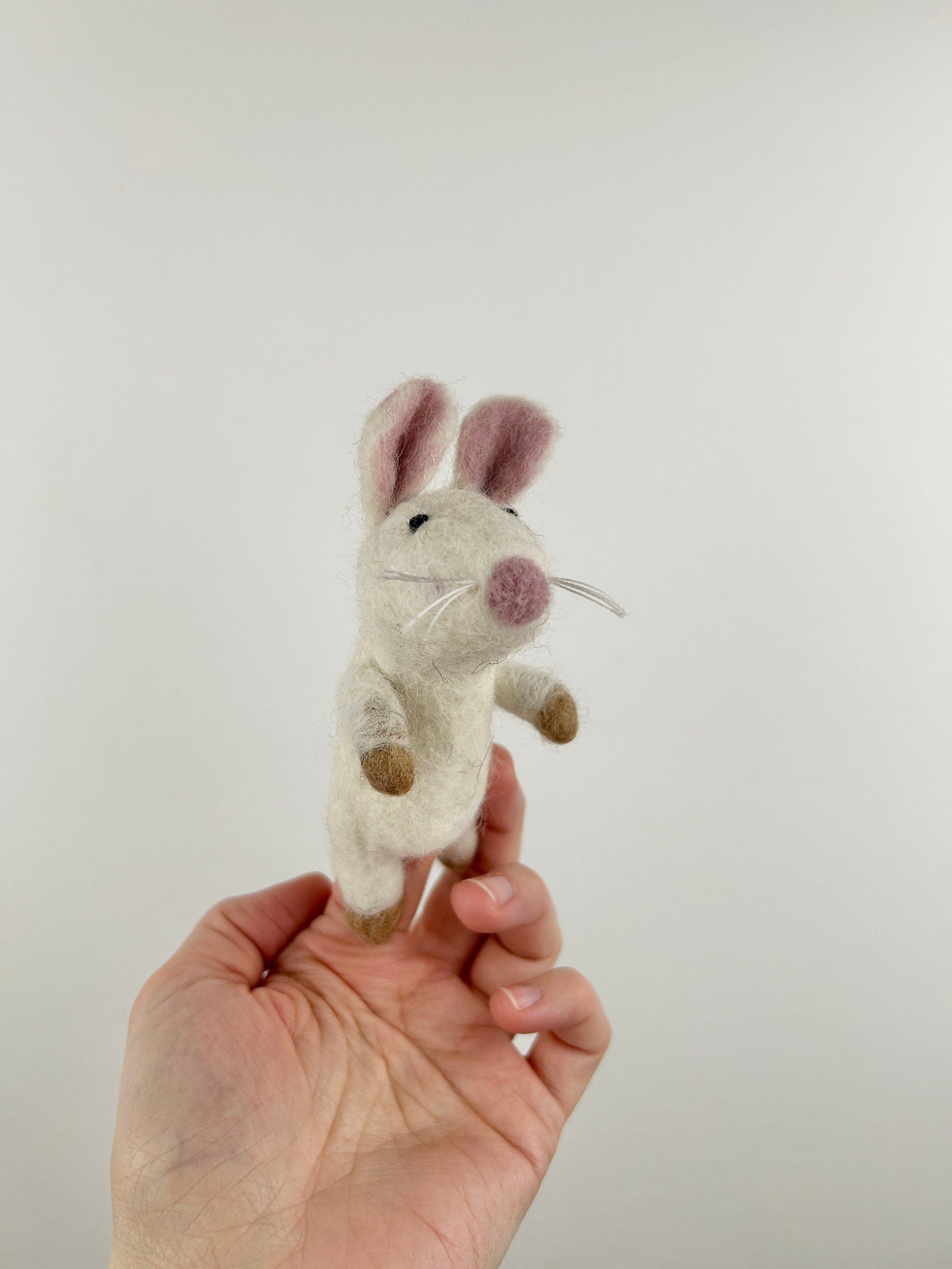 Niedliche Fingerpuppe Maus aus Filz I Fingerspiel I Bauernhoftier I Filzmaus I Spielzeug Montessori I Geschichten erzählen