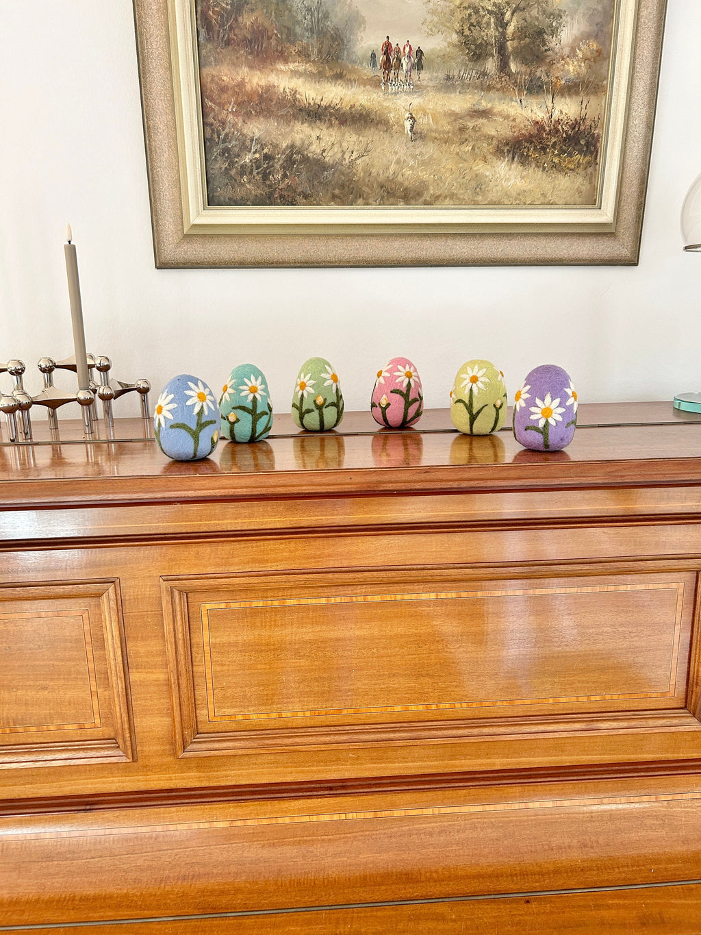 Deko Osterei bestickt aus Filz I Osterschmuck I Osterdeko I Ostereier I Gänseblümchen I Filzeier I Pastellfarbene Ostereier I Ostern I