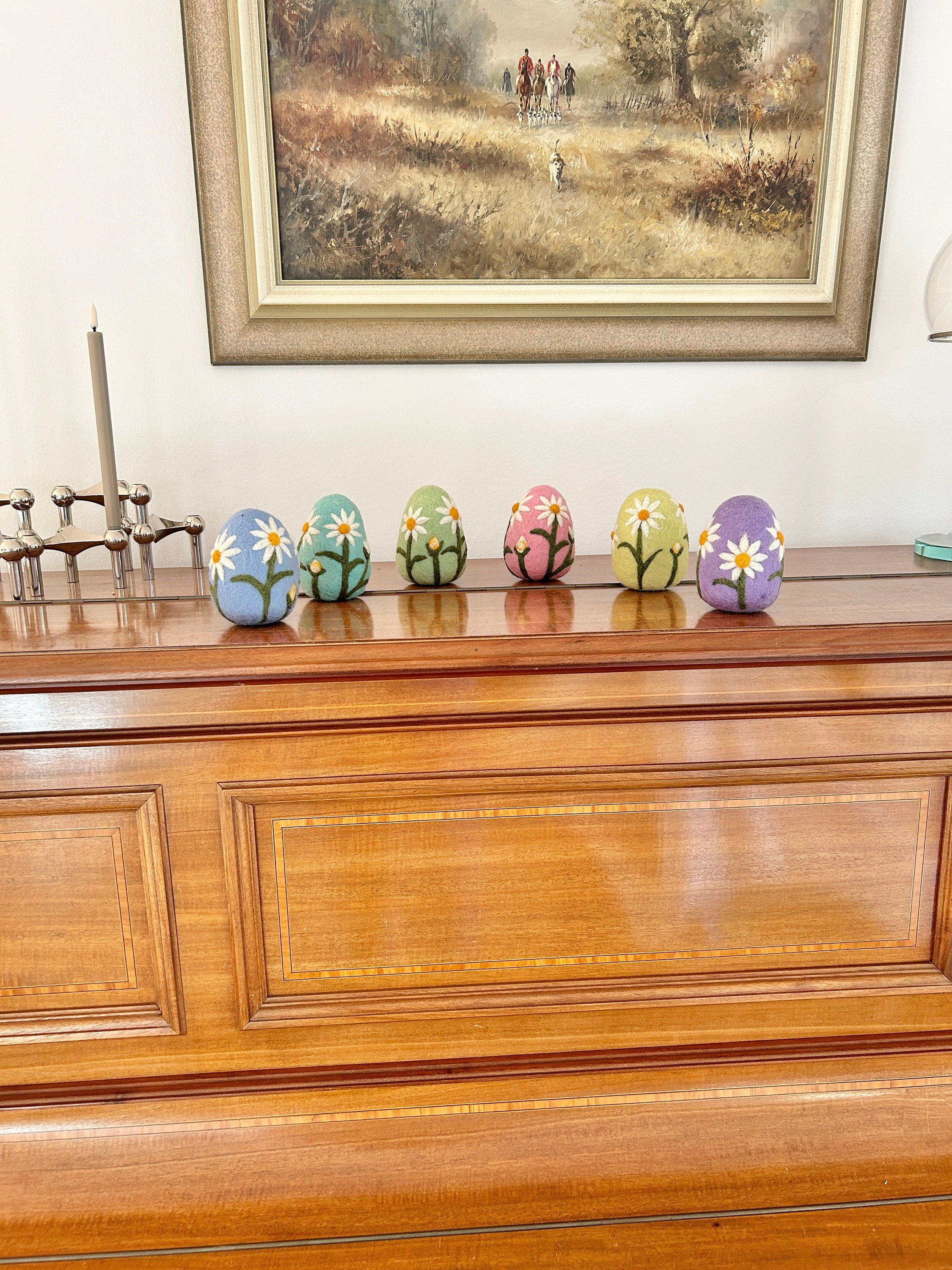 Deko Osterei bestickt aus Filz I Osterschmuck I Osterdeko I Ostereier I Gänseblümchen I Filzeier I Pastellfarbene Ostereier I Ostern I