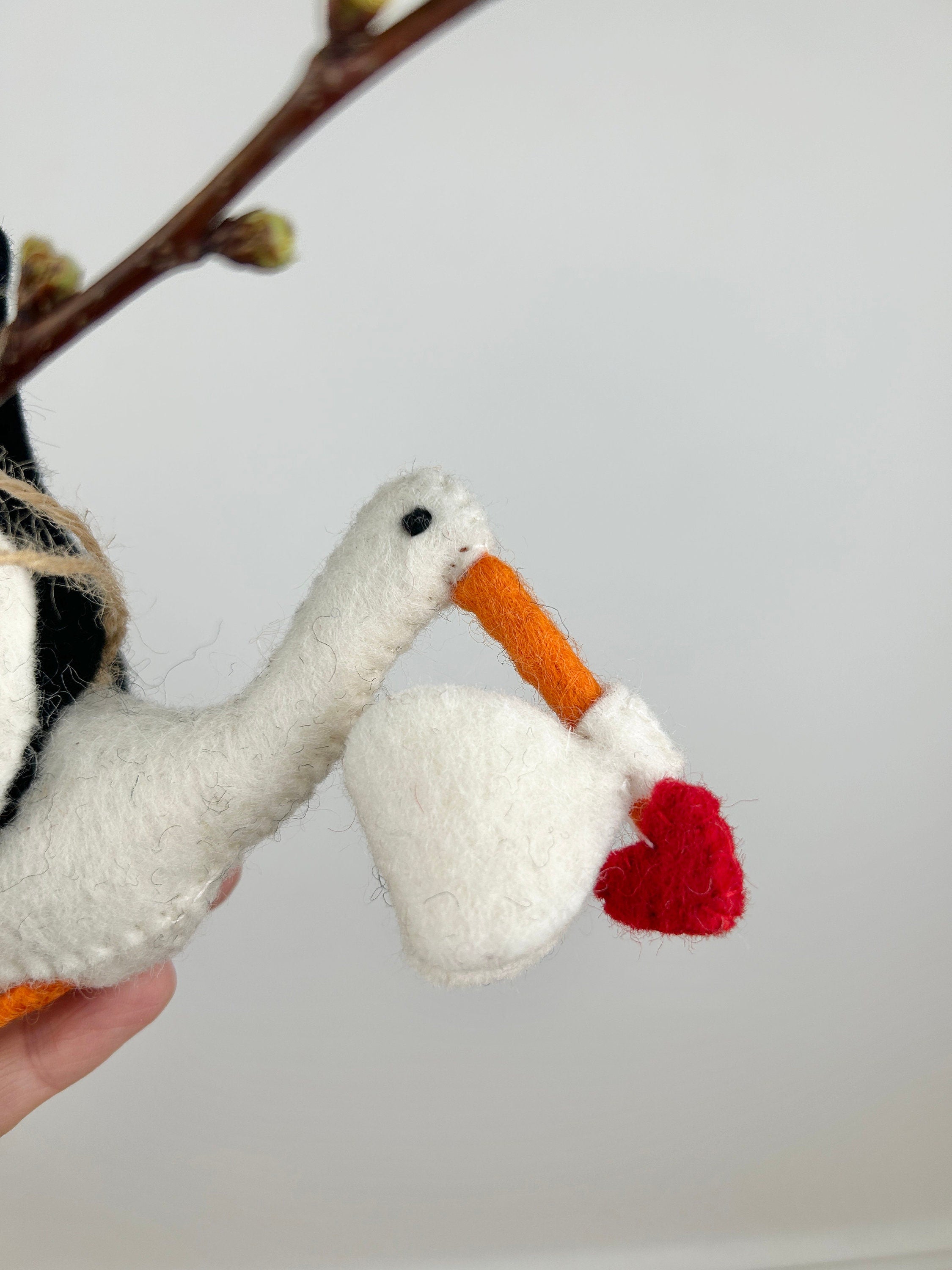 Anhänger Storch I Filz Christbaumschmuck I Weihnachtsdeko I Babyparty I Klapperstorch I Frühlingsdeko