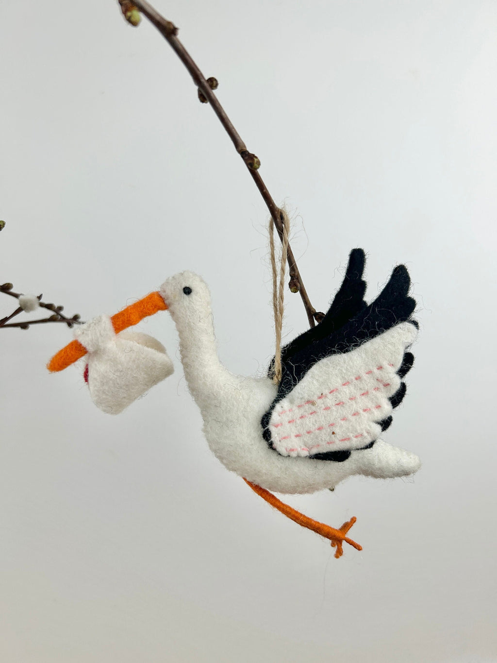 Anhänger Storch I Filz Christbaumschmuck I Weihnachtsdeko I Babyparty I Klapperstorch I Frühlingsdeko