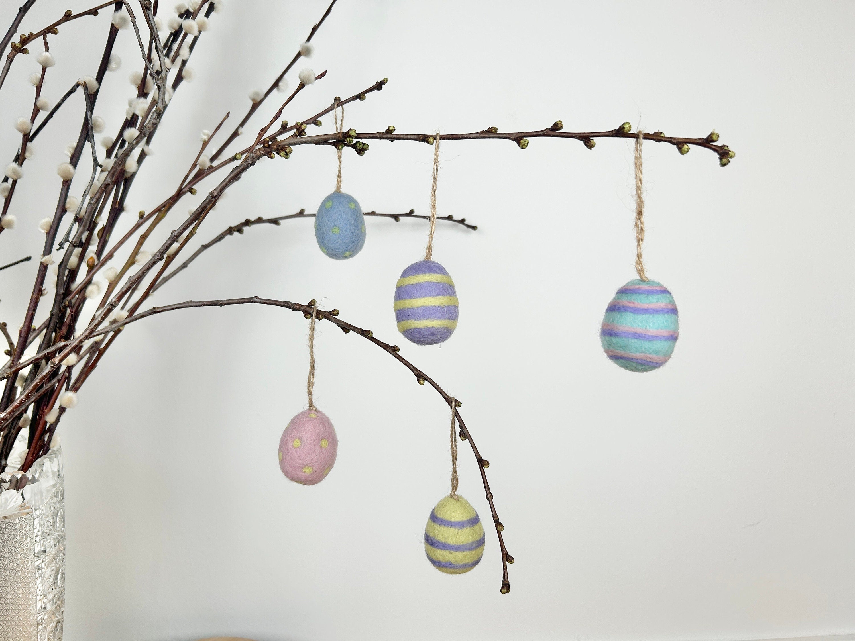 5er Set Ostereier aus Filz I Osterschmuck I Osterdeko I Osterhase I Osterstrauß I Filzeier I Pastellfarbene Ostereier I Ostern I