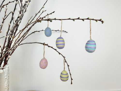 5er Set Ostereier aus Filz I Osterschmuck I Osterdeko I Osterhase I Osterstrauß I Filzeier I Pastellfarbene Ostereier I Ostern I