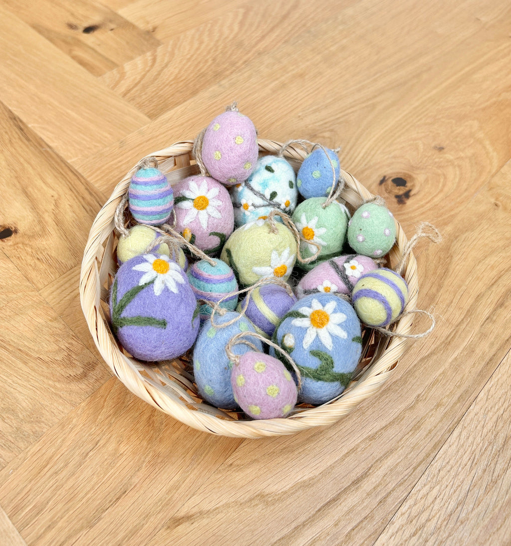 6er Set Ostereier bestickt aus Filz I Osterschmuck I Osterdeko I Osterhase I Osterstrauß I Filzeier I Pastellfarbene Ostereier I Ostern I