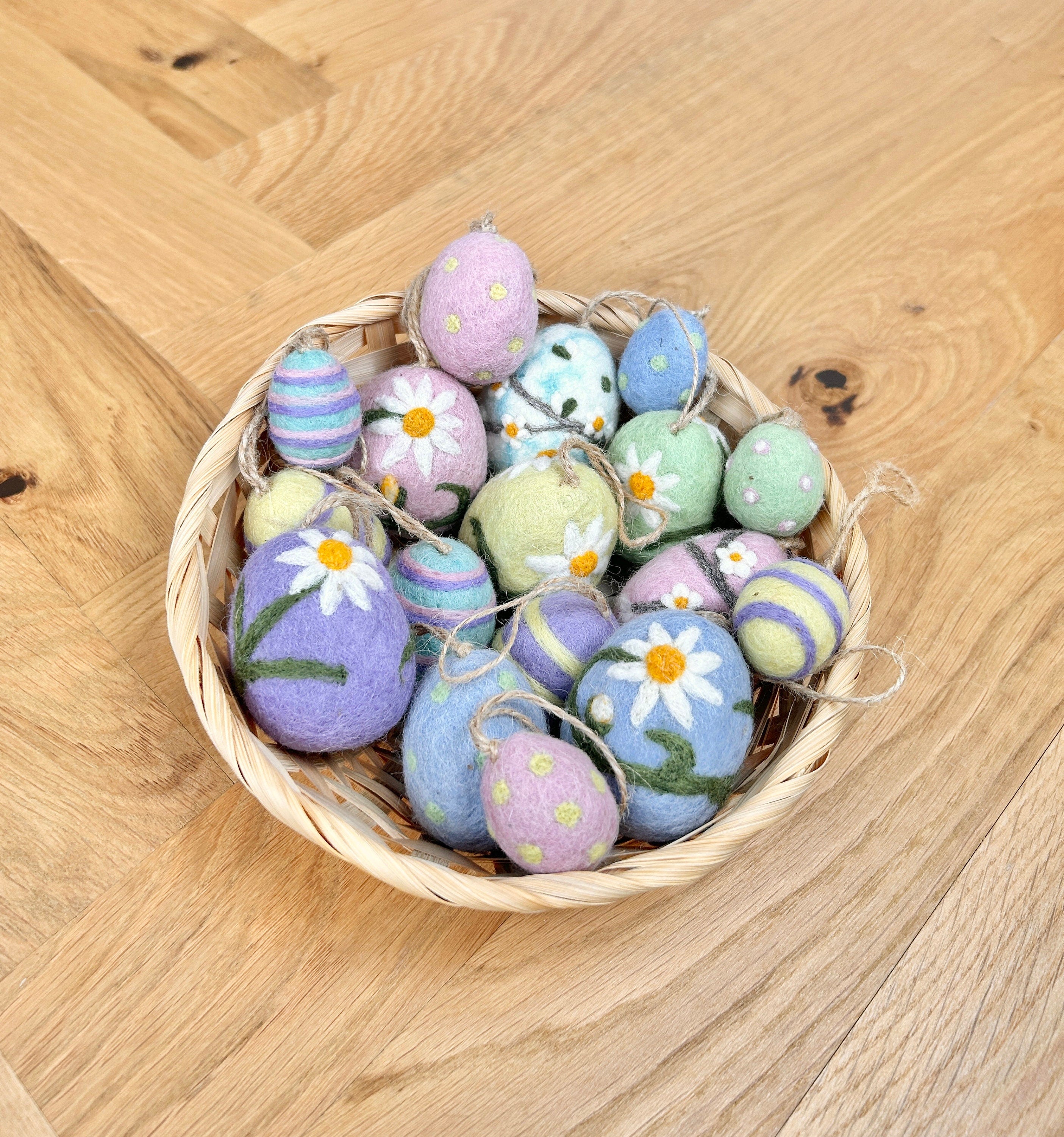 6er Set Ostereier bestickt aus Filz I Osterschmuck I Osterdeko I Osterhase I Osterstrauß I Filzeier I Pastellfarbene Ostereier I Ostern I