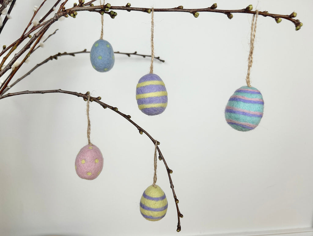 5er Set Ostereier aus Filz I Osterschmuck I Osterdeko I Osterhase I Osterstrauß I Filzeier I Pastellfarbene Ostereier I Ostern I