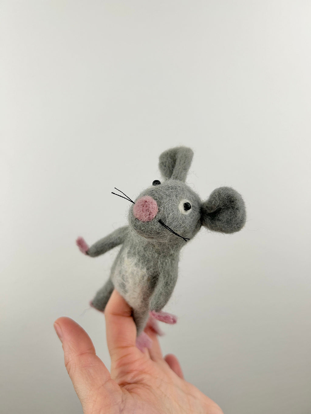 Niedliche Fingerpuppe Maus aus Filz I Fingerspiel I Bauernhoftier I Filzmaus I Spielzeug Montessori I Geschichten erzählen