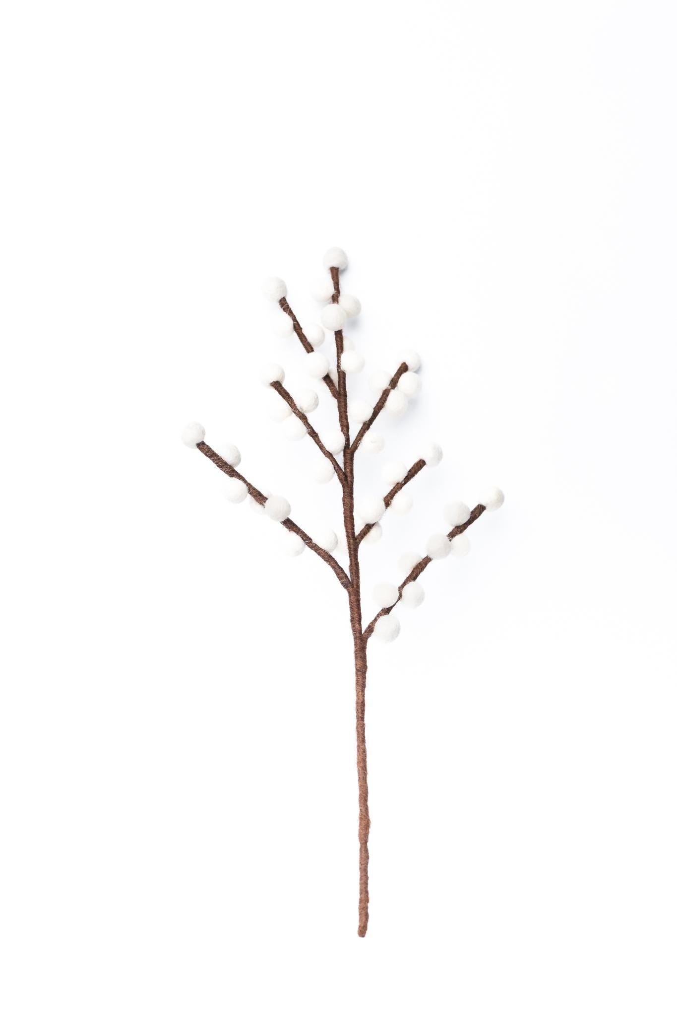 Beerenzweig weiß I handgefilzter Zweig I Dekoration I Blumenstrauß I Winterbeere I Schneebeere