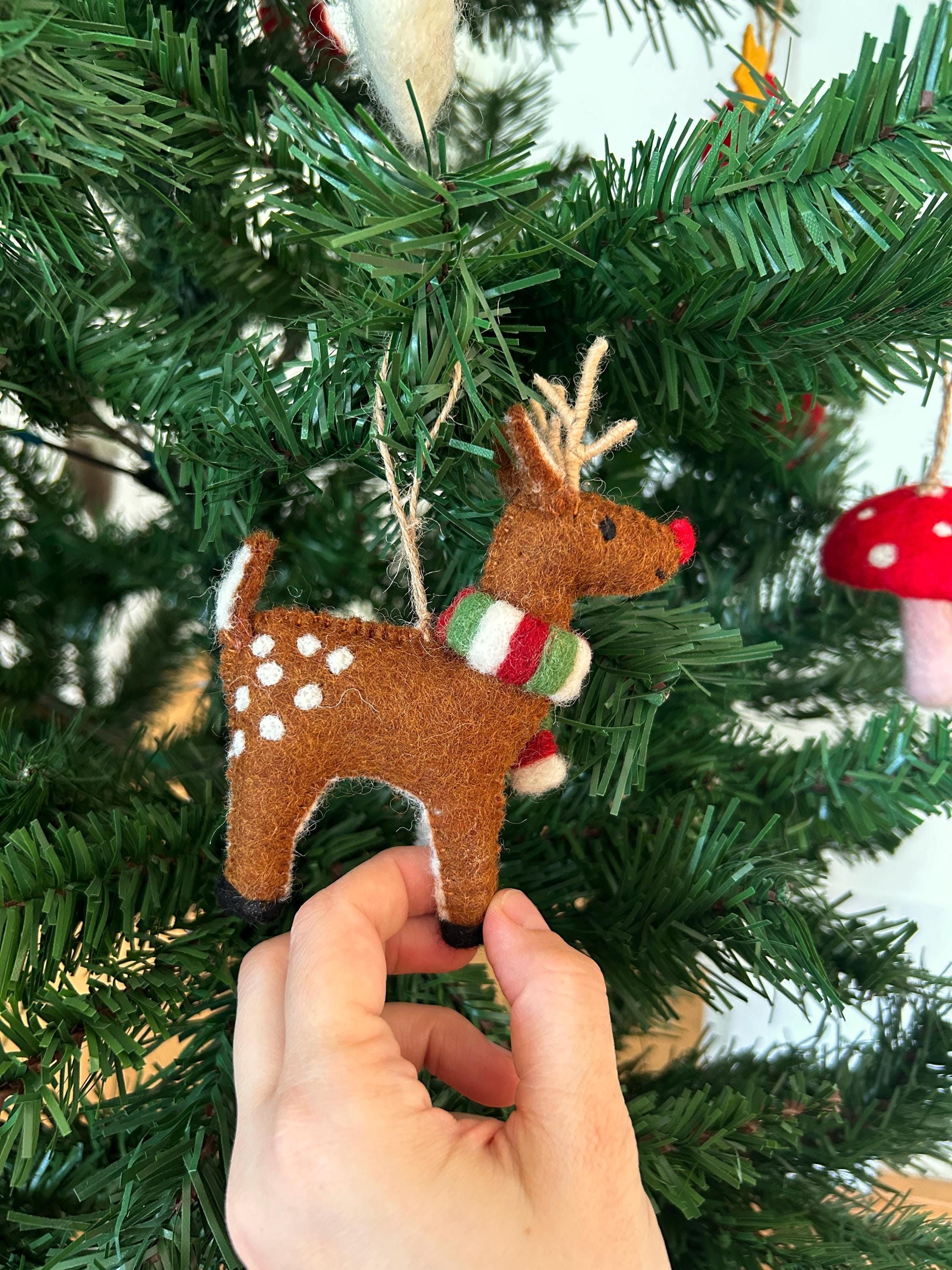 Weihnachtsanhänger Rudolf das Rentier mit Schal I Filz Christbaumschmuck I Weihnachtsdeko I rote Nase I Rentier Deko