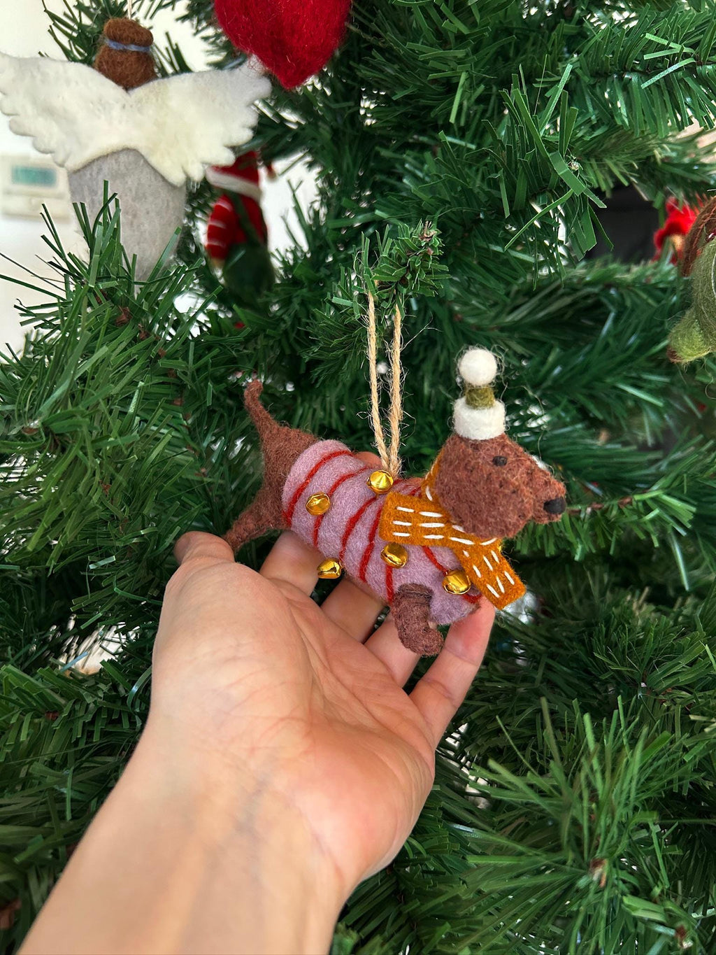 Weihnachtsanhänger Dackel aus Filz I Filz Christbaumschmuck I Weihnachtsdeko I Weihnachtsdackel mit Mütze I Hundeanhänger
