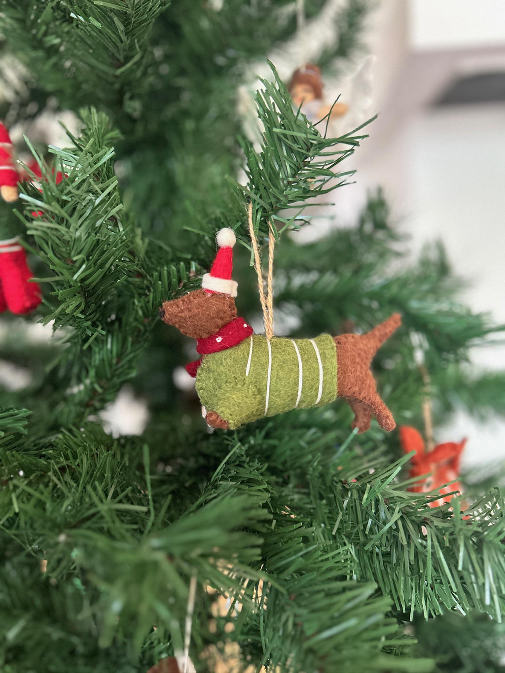 Weihnachtsanhänger Dackel aus Filz I Filz Christbaumschmuck I Weihnachtsdeko I Weihnachtsdackel mit Mütze I Hundeanhänger